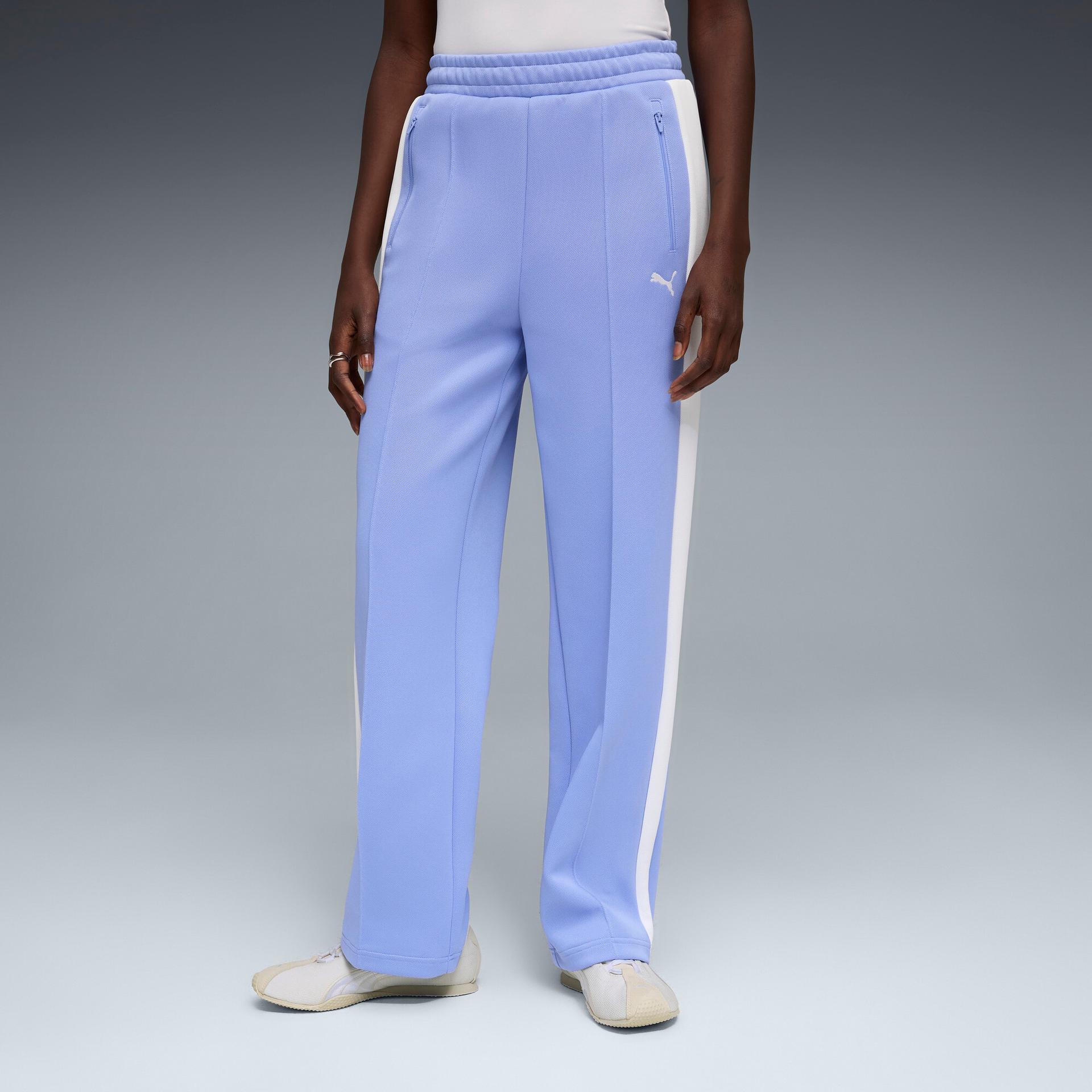 puma t7 women's straight track pants in purple, size l