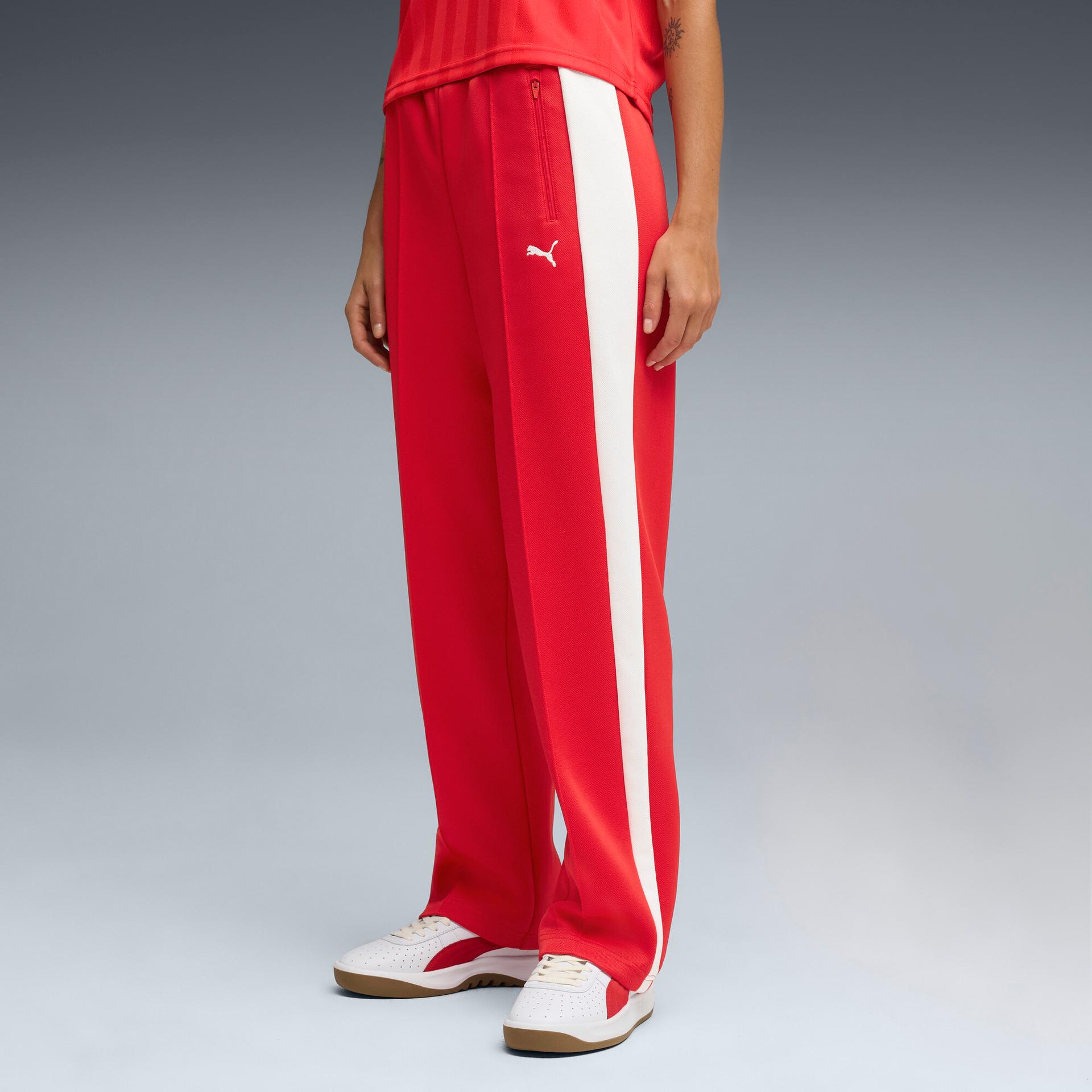 puma t7 women's straight track pants in red, size xxl