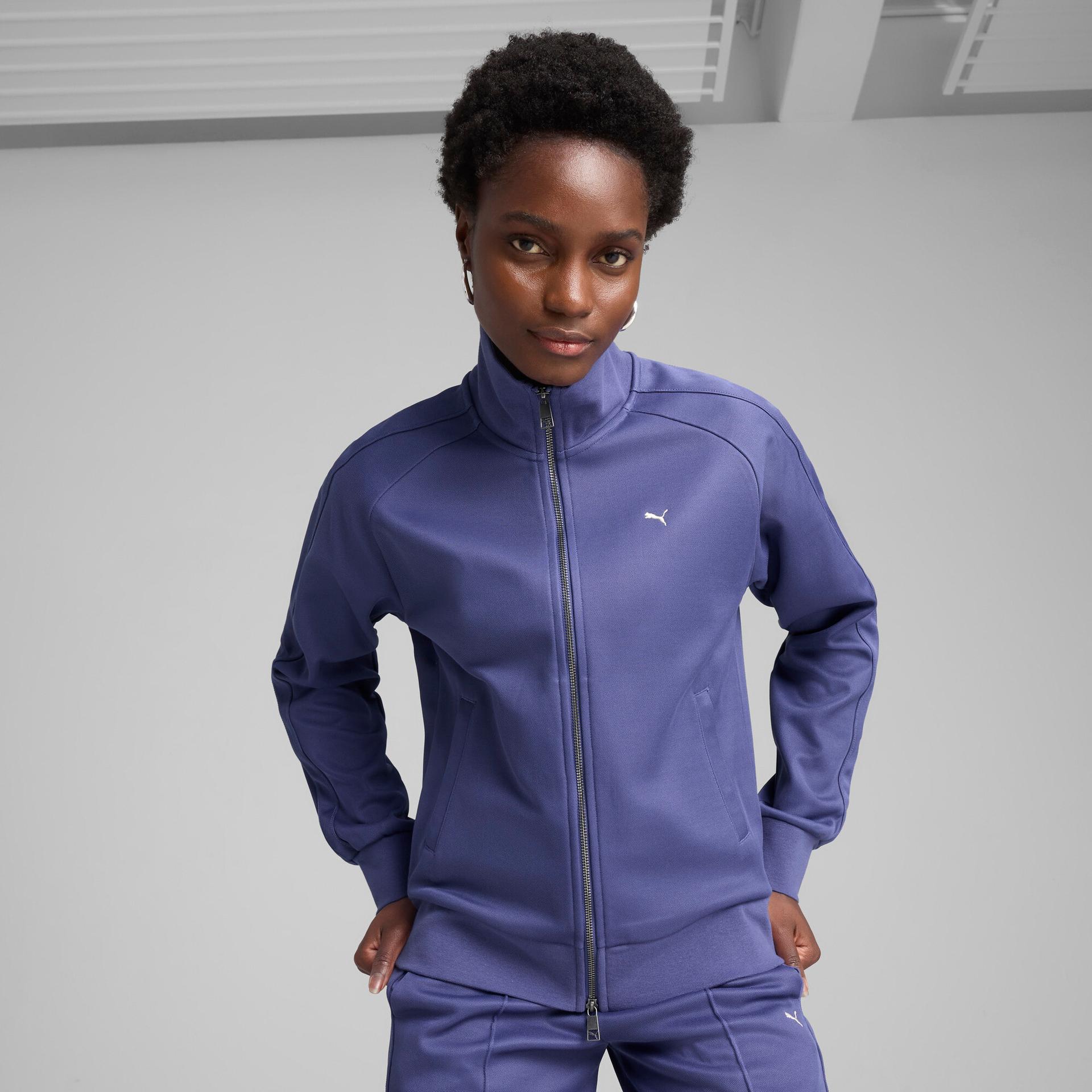puma t7 women's track jacket in blue, size xxs