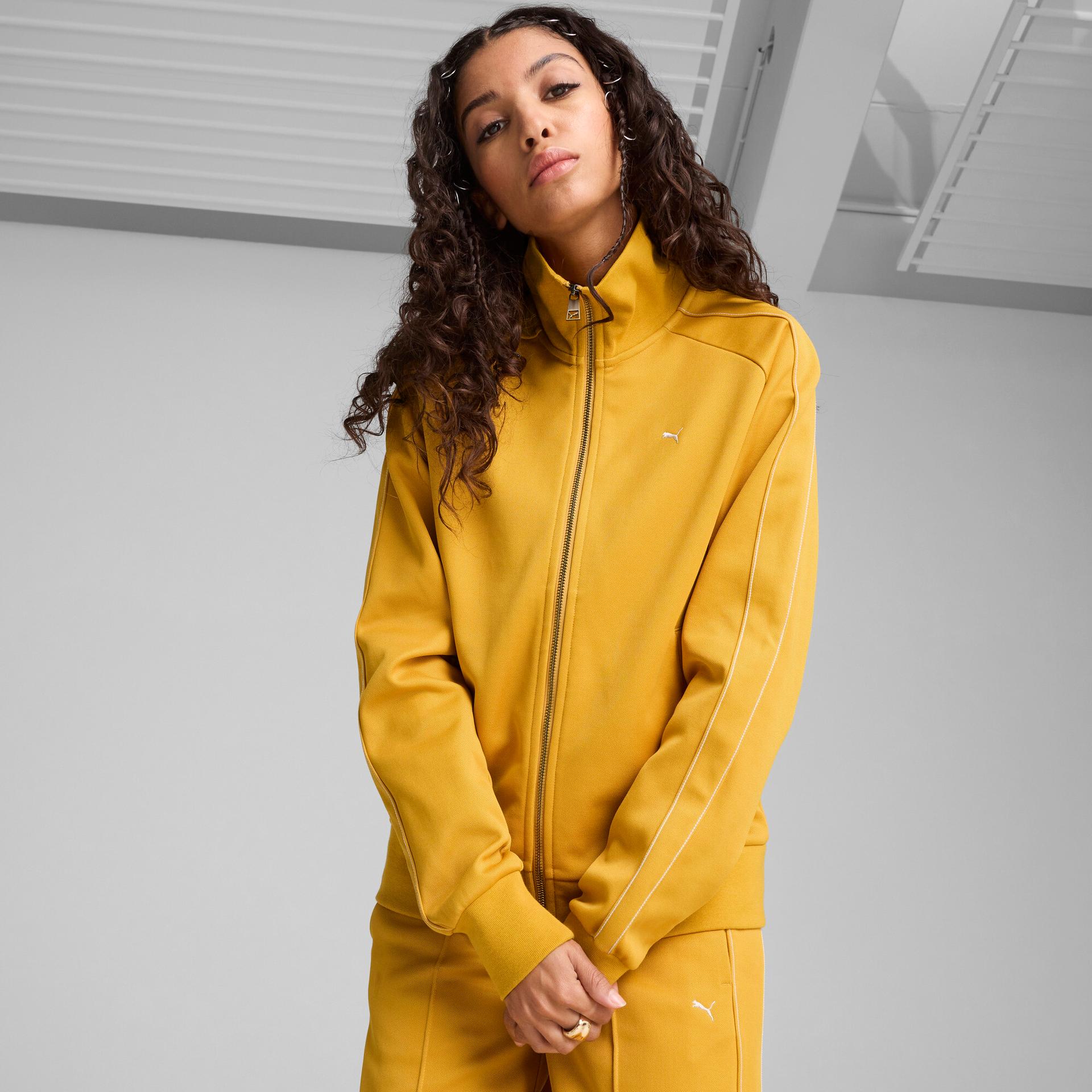 puma t7 women's track jacket in yellow, size m