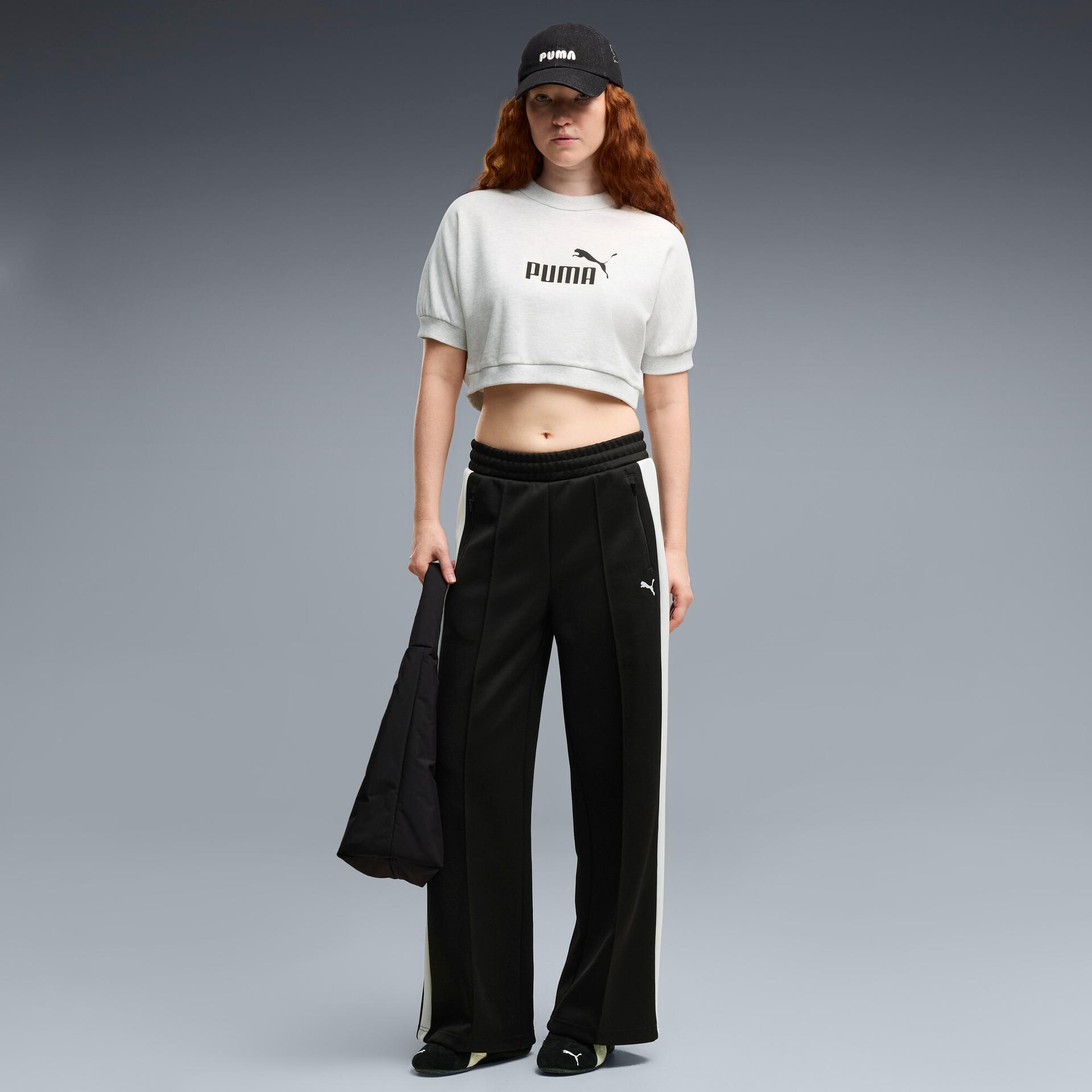 puma t7 women's wide leg pants in black, size s