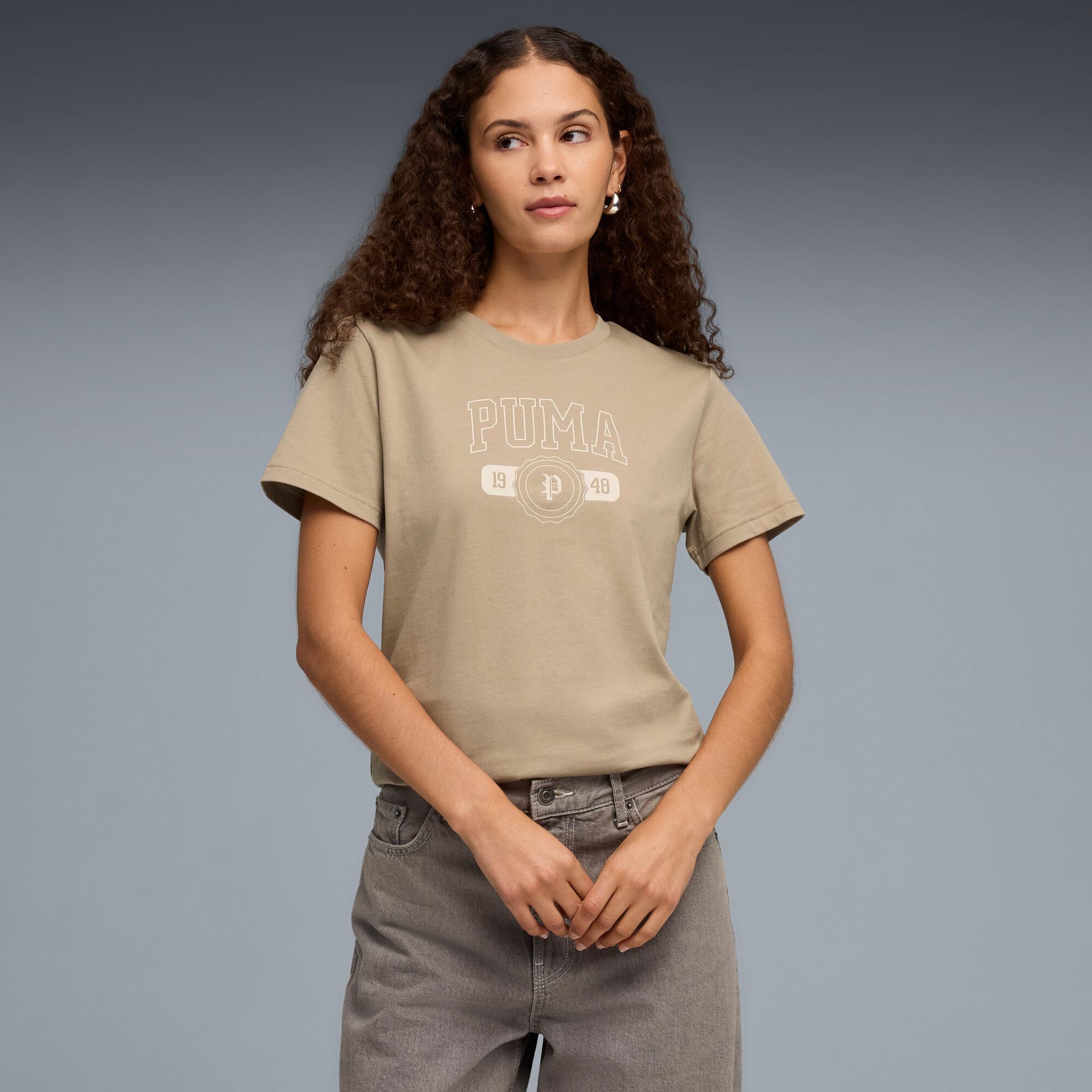 puma throwback women's t-shirt in beige, size m