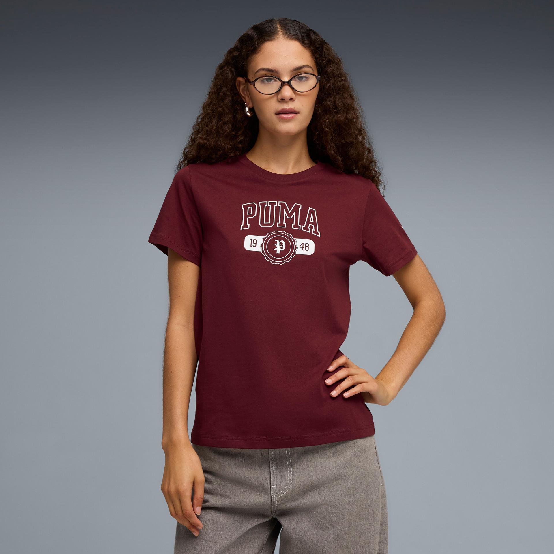 puma throwback women's t-shirt in red, size s
