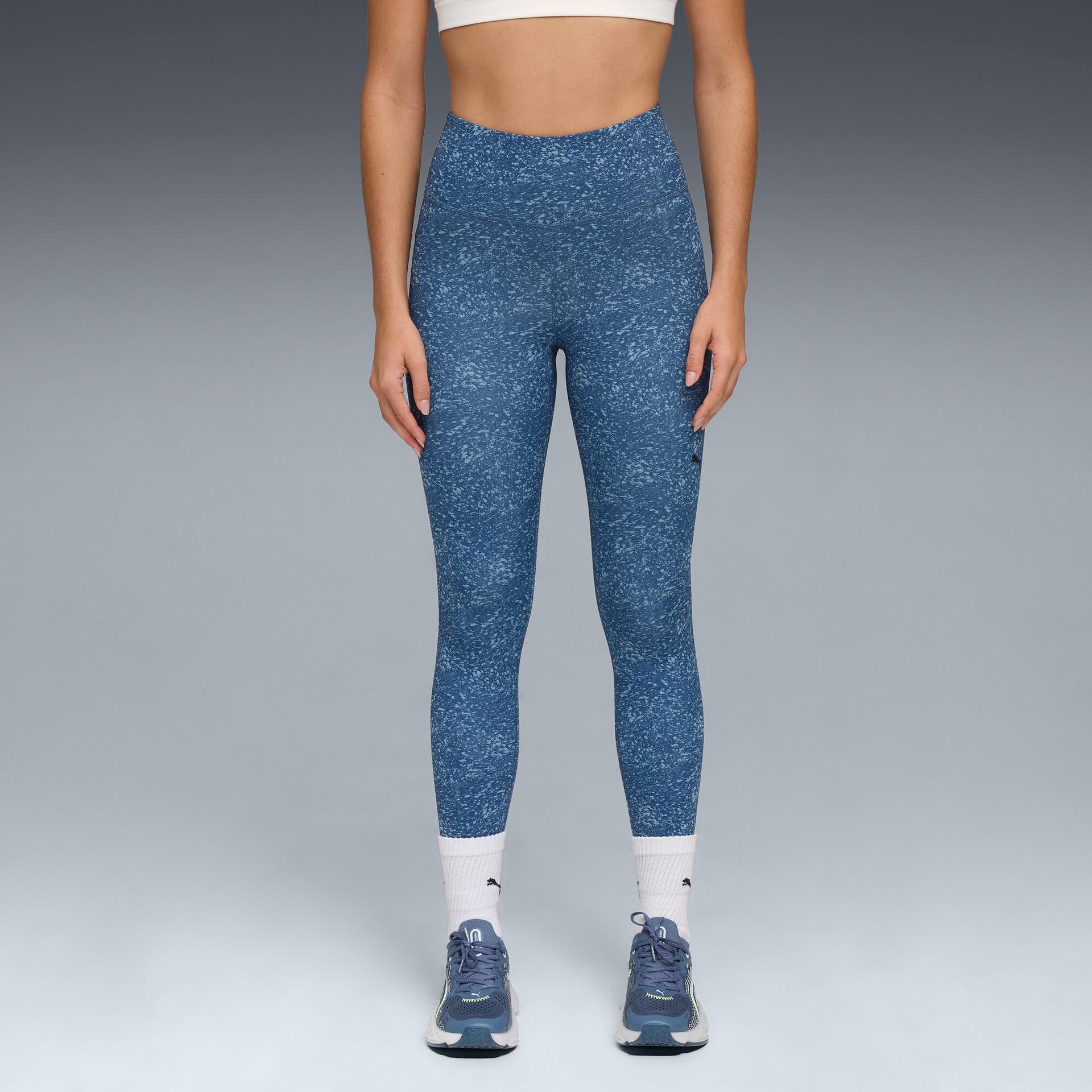 puma train all day essentials women's 7/8 training leggings in blue, size s