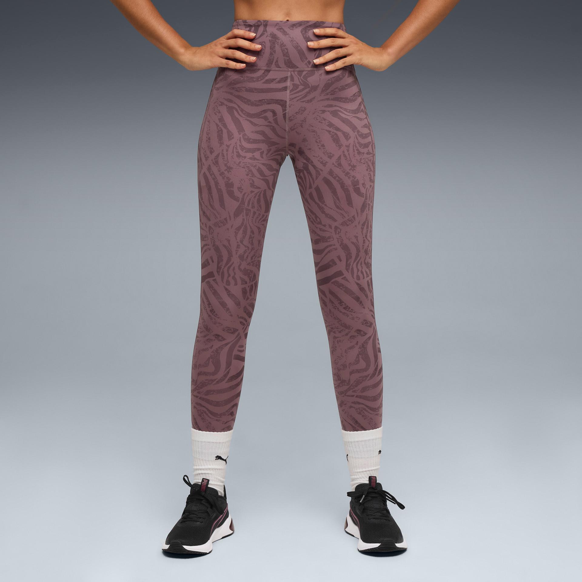 puma train all day essentials women's 7/8 training leggings in purple, size s