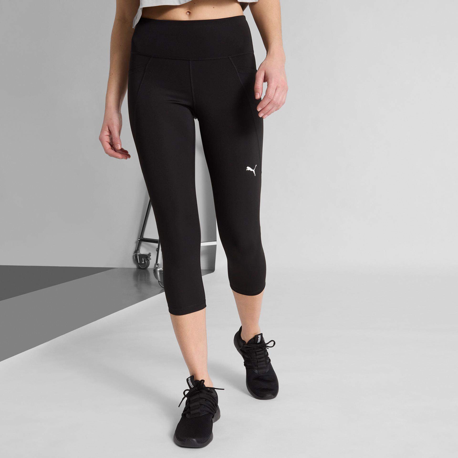 puma train all day essentials women's high-waisted capri training leggings in black, size 3xl
