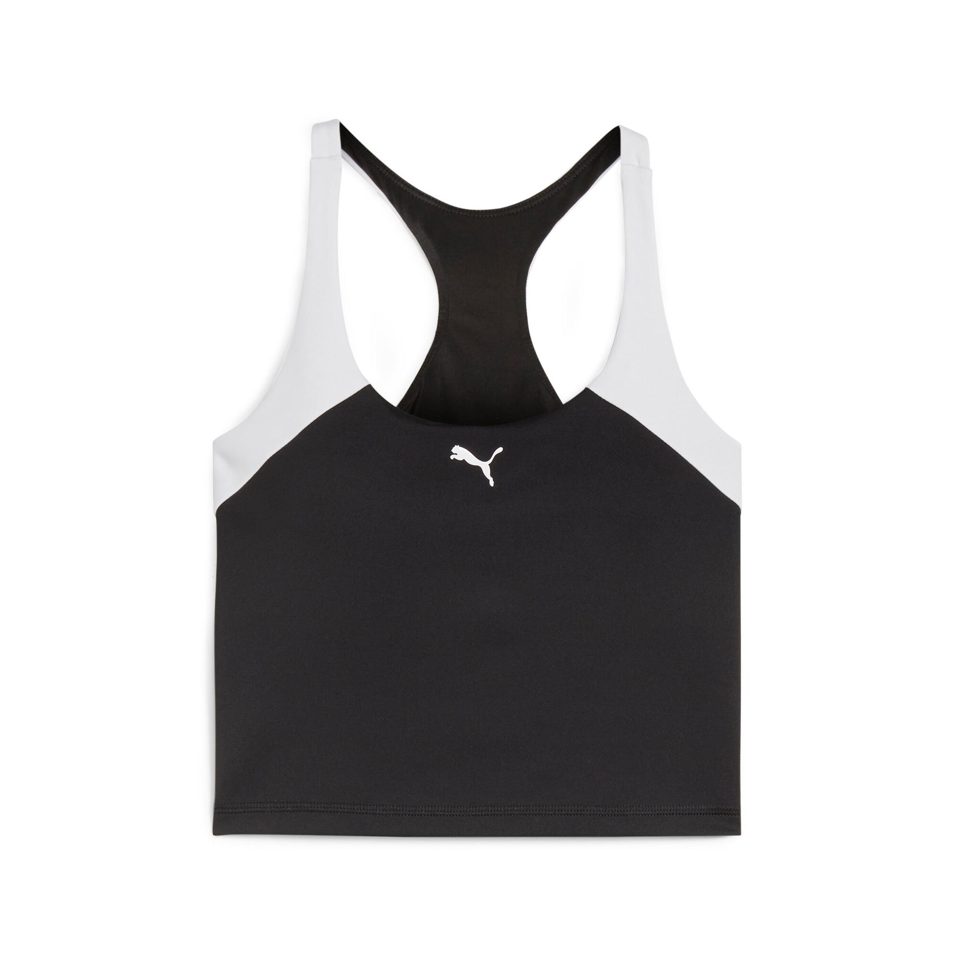puma train all day women's 2-in-1 training tank top in black, size m