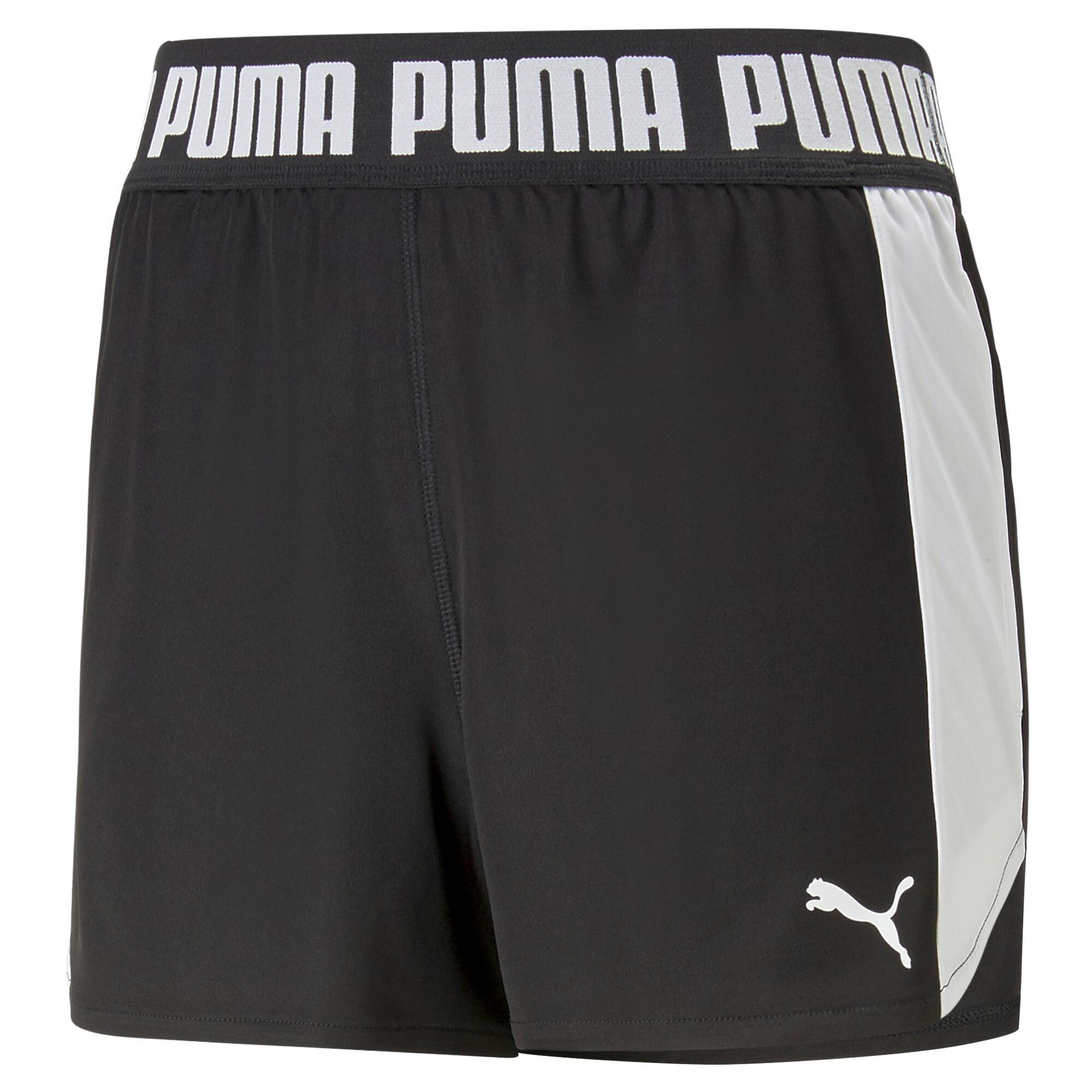 puma train all day women's 3" shorts in black, size m