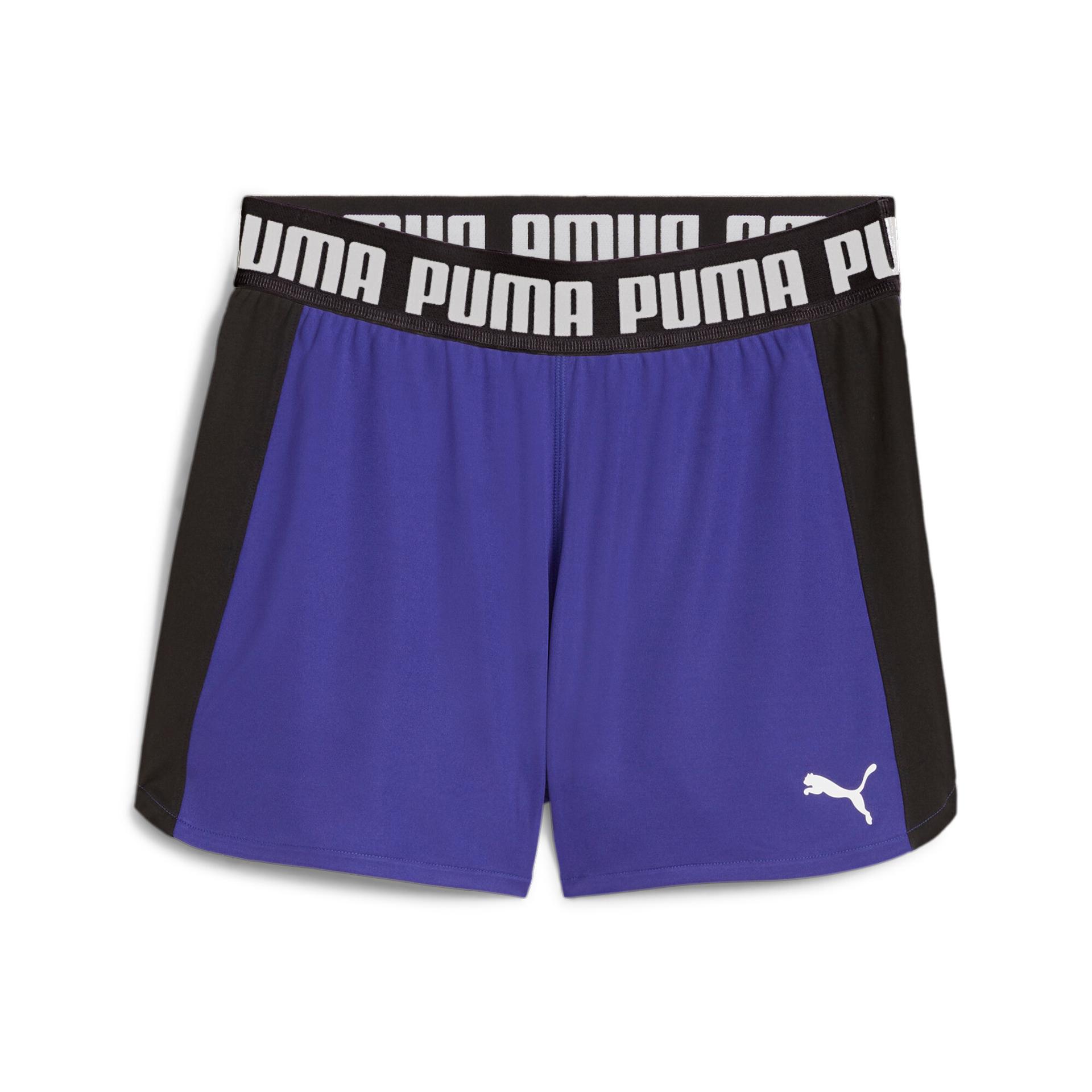 puma train all day women's 3" shorts in blue, size s