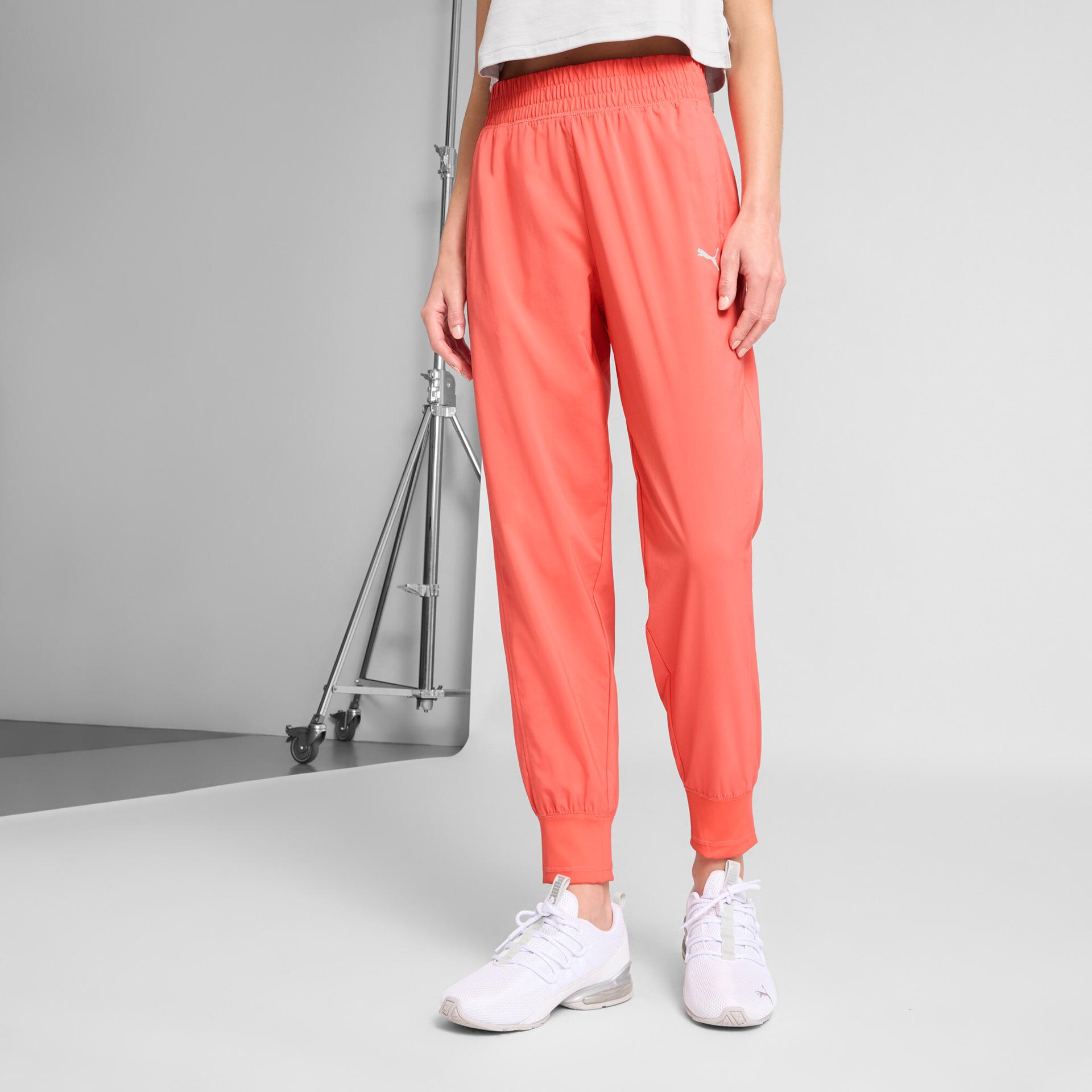 puma training favorites women's high waist pants in red, size s