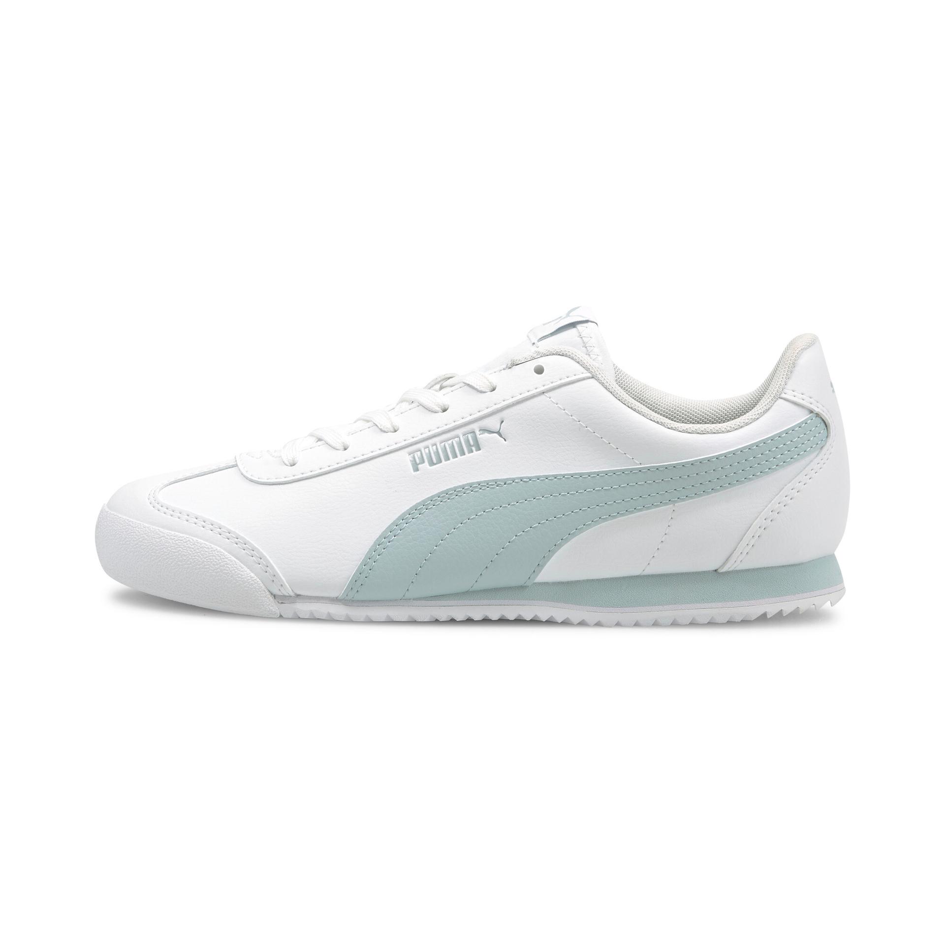 puma turino leather women's sneakers in white, size 11