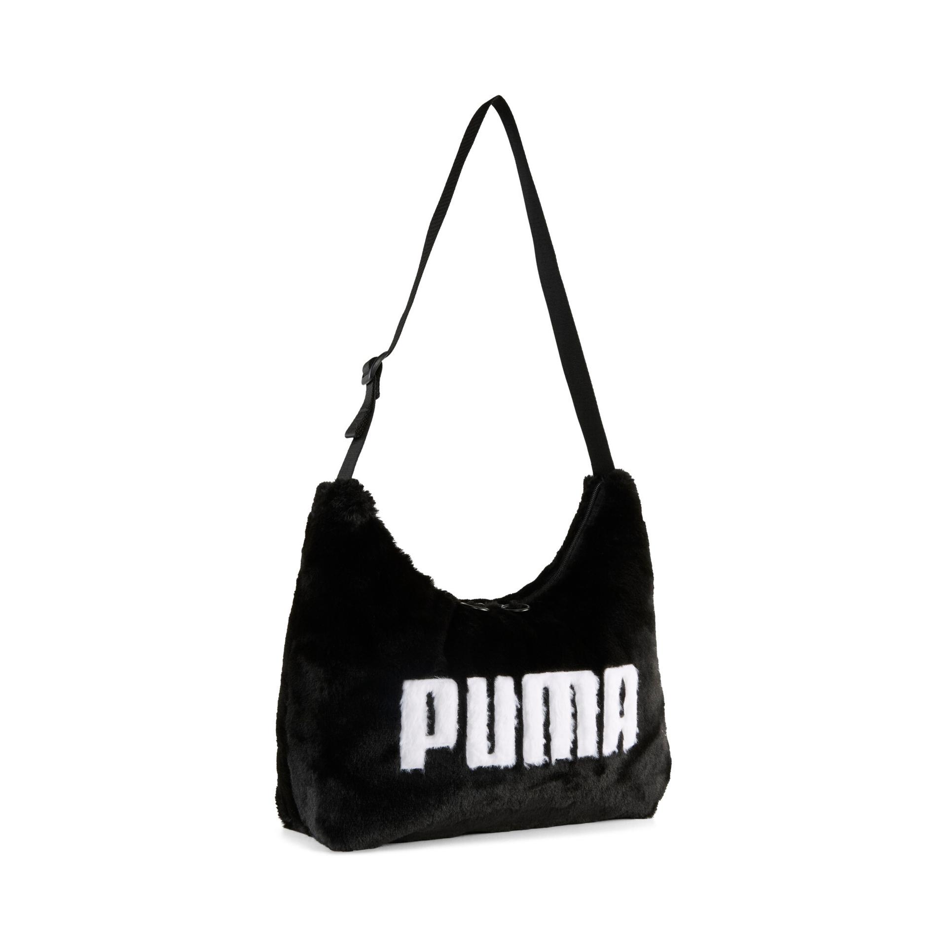 puma up women's slouchy faux fur bag in black