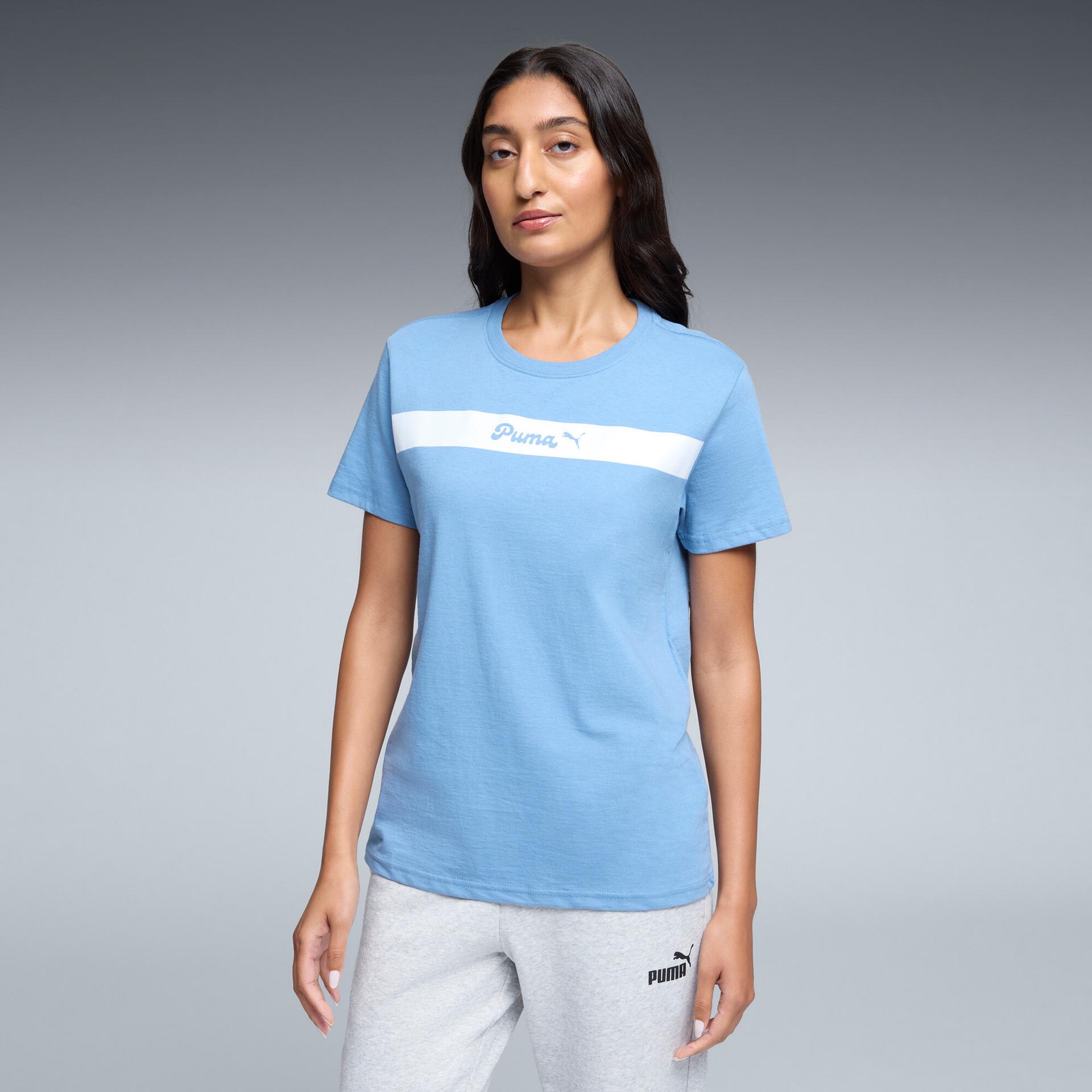 puma upfront women's t-shirt in blue, size l
