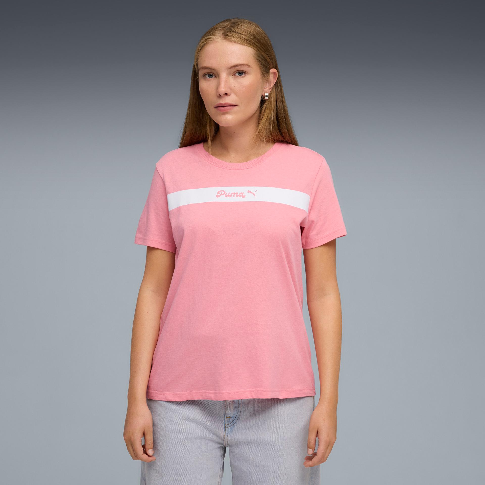 puma upfront women's t-shirt in pink, size l