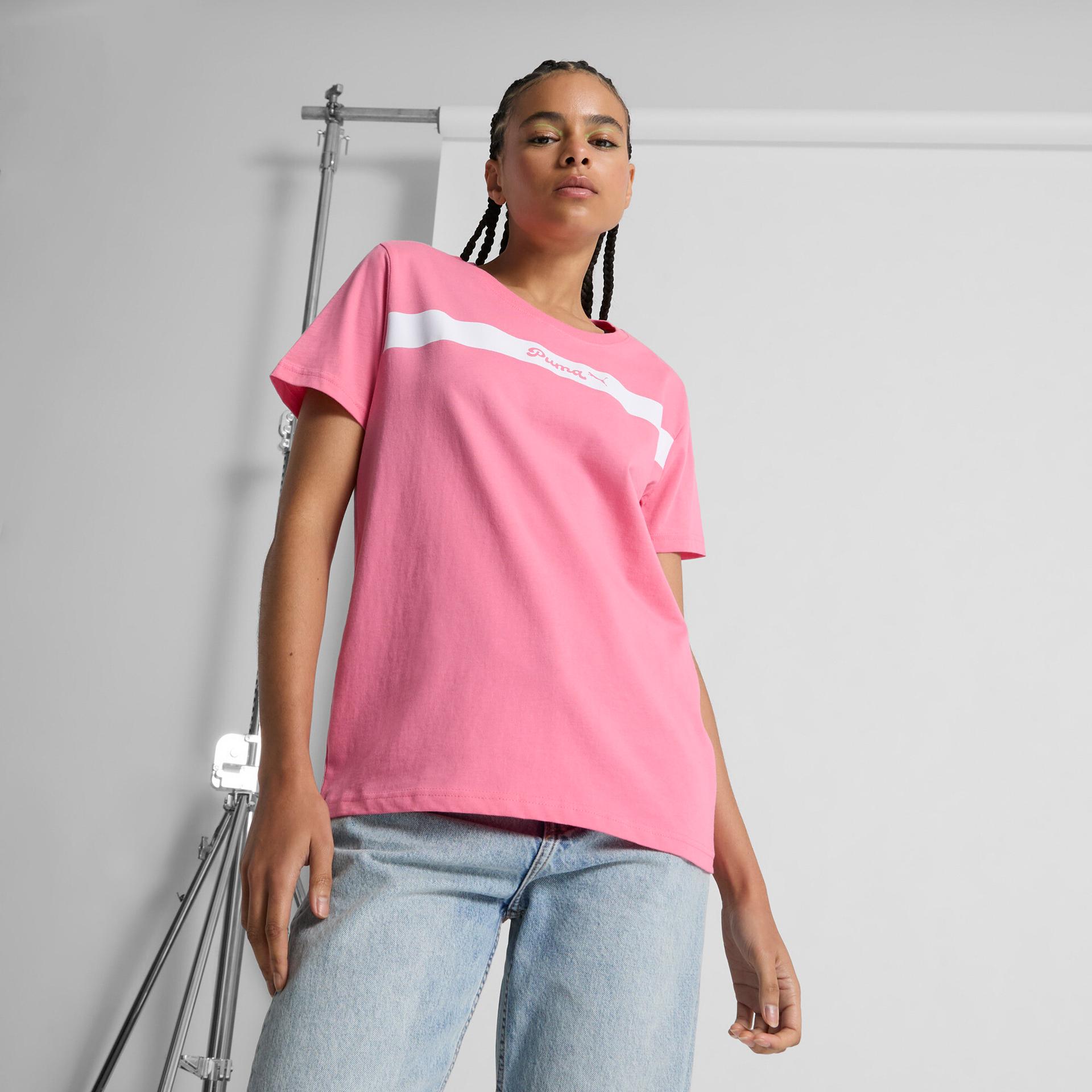 puma upfront women's t-shirt in pink, size xs
