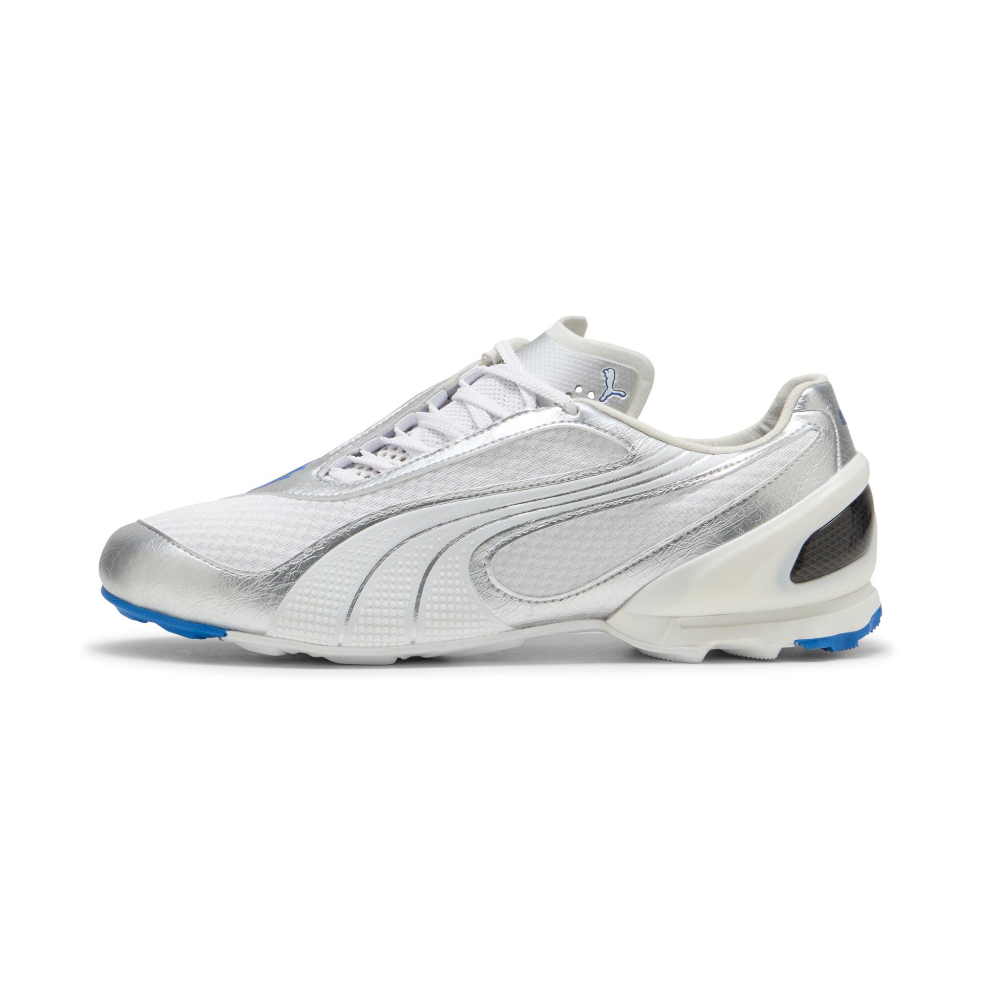 puma v-s1 metallic sneakers in white, size 8.5