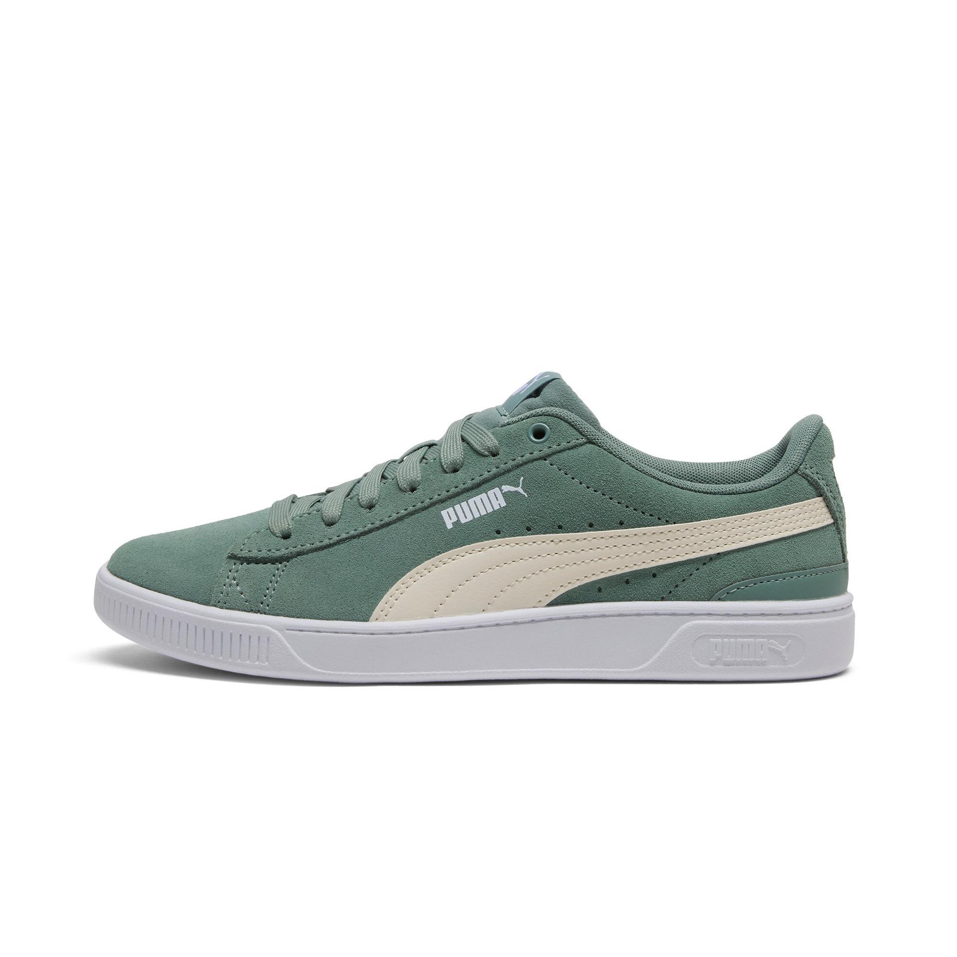 puma vikky v3 women's wide sneakers in green, size 8