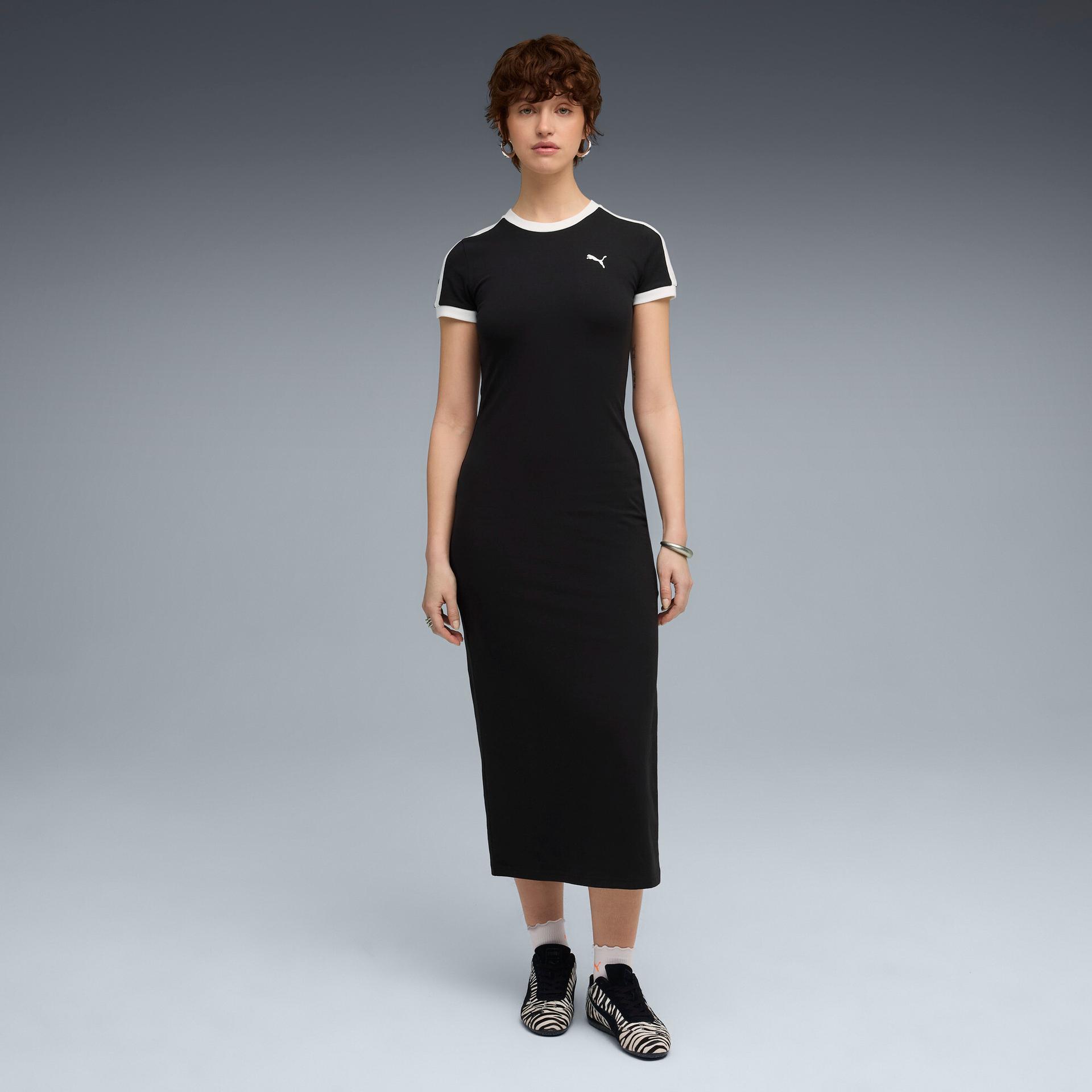 puma wardrobe essentials women's long dress in black, size xs