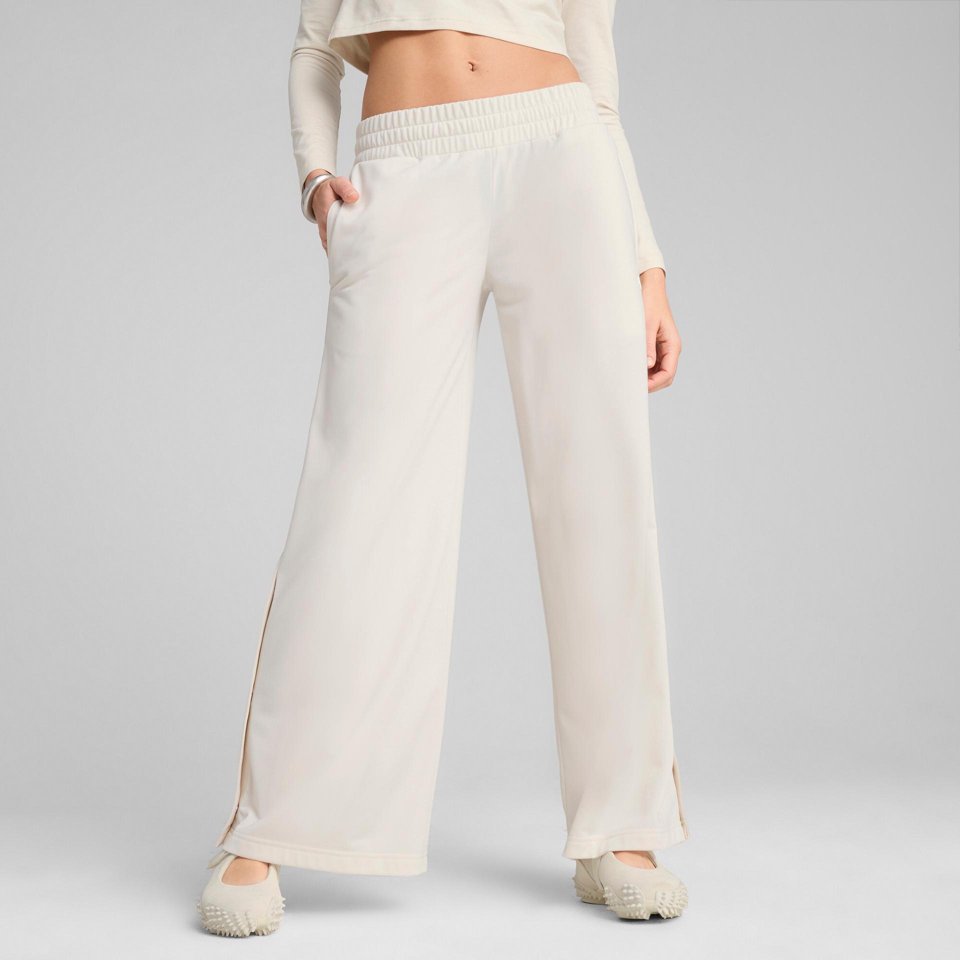 puma wardrobe essentials women's low rise pants in white, size xl