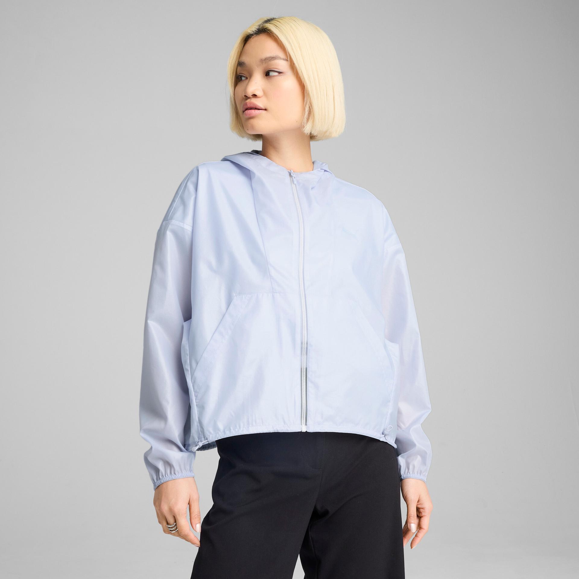 puma wardrobe essentials women's oversized wind jacket in blue, size xl