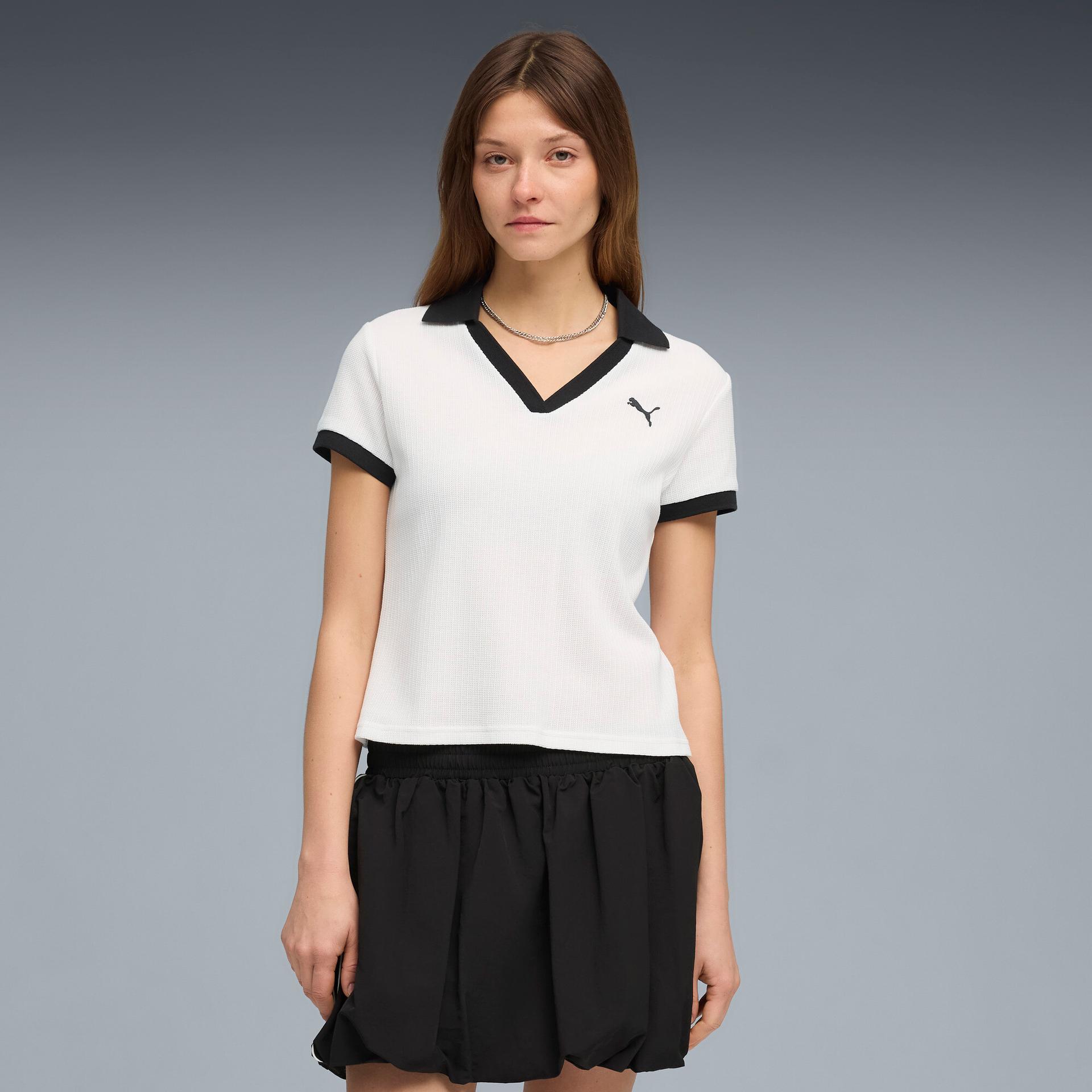 puma wardrobe essentials women's polo shirt in white, size xs