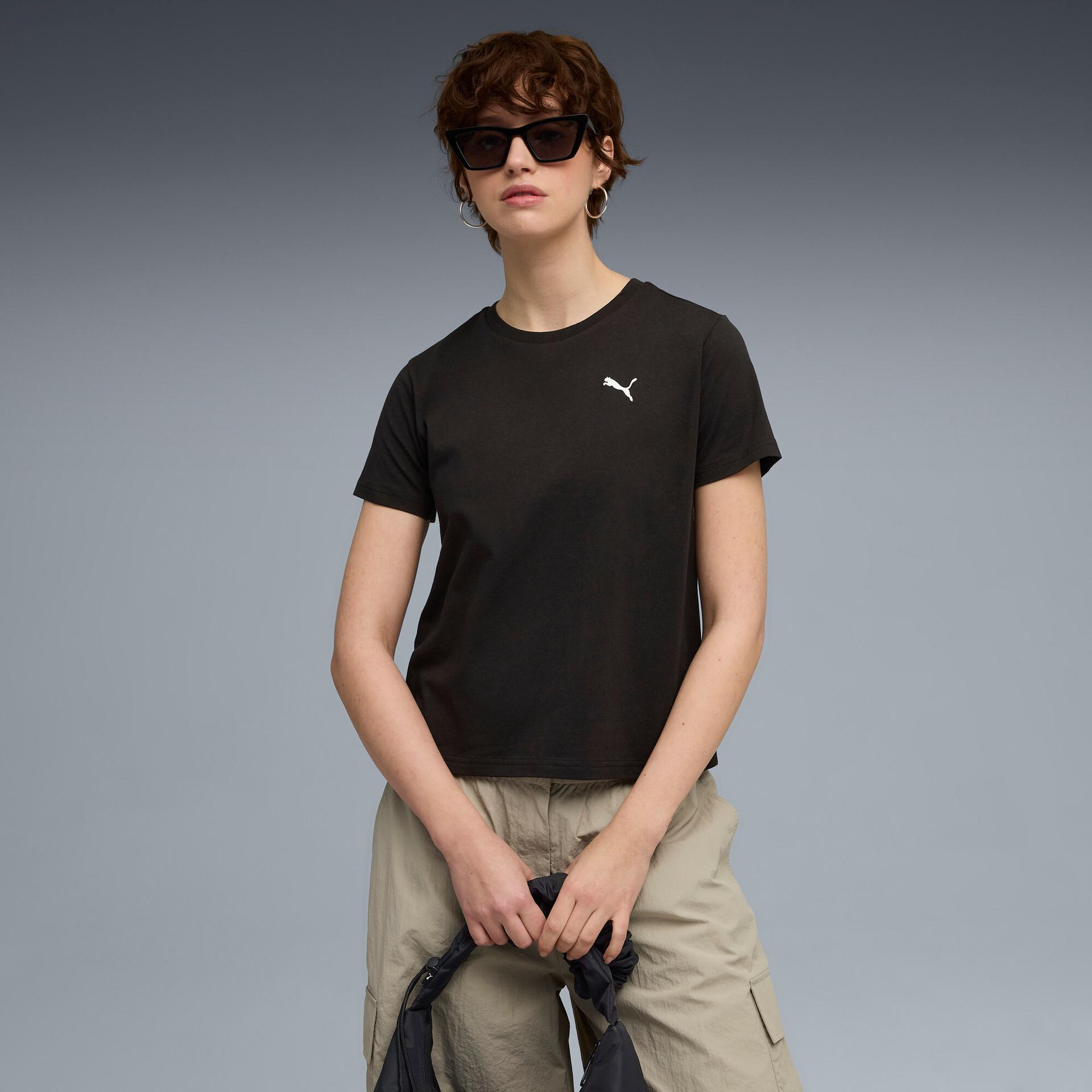puma wardrobe essentials women's t-shirt in black, size xs