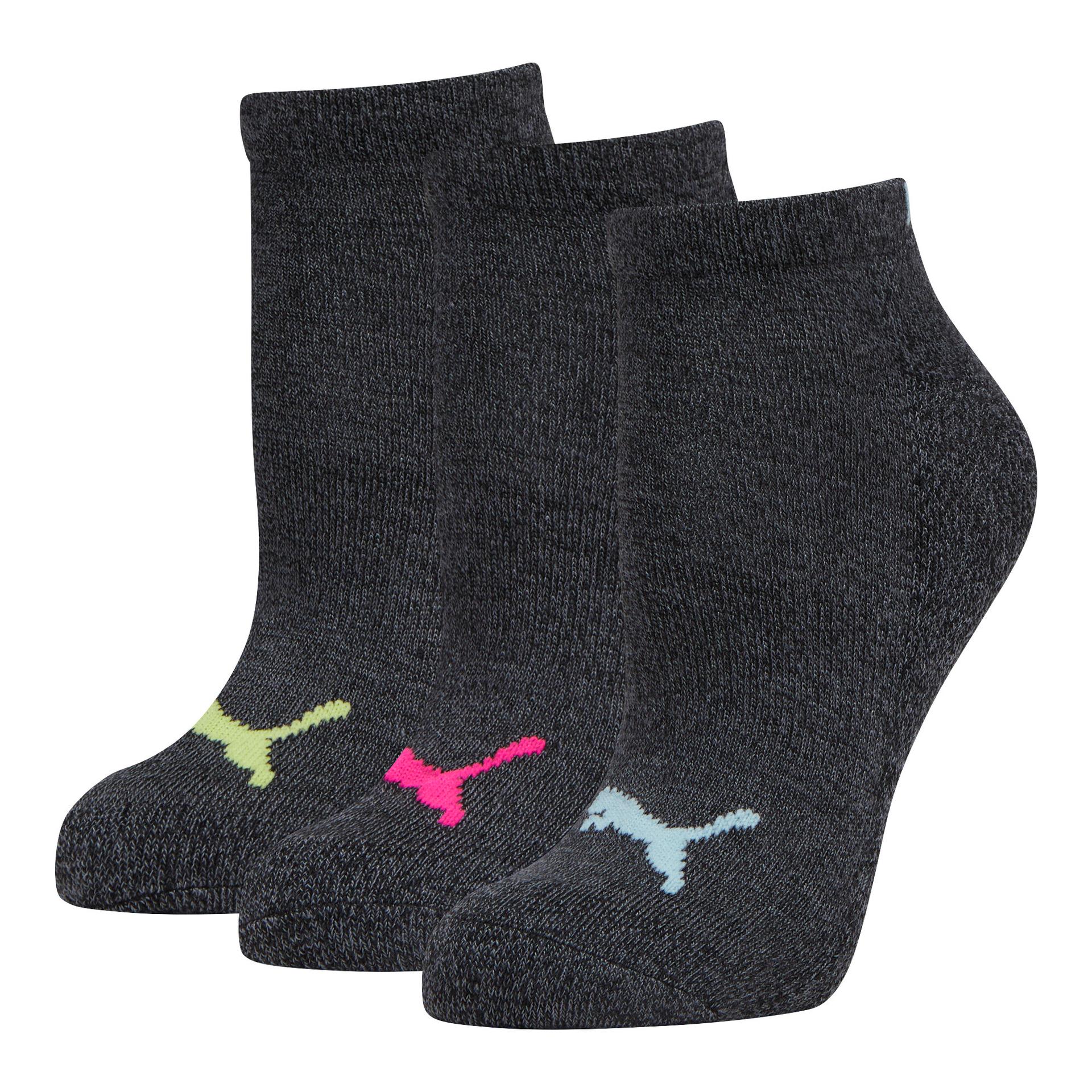 puma women's half-terry low cut socks (3 pairs) in black, size 9-11