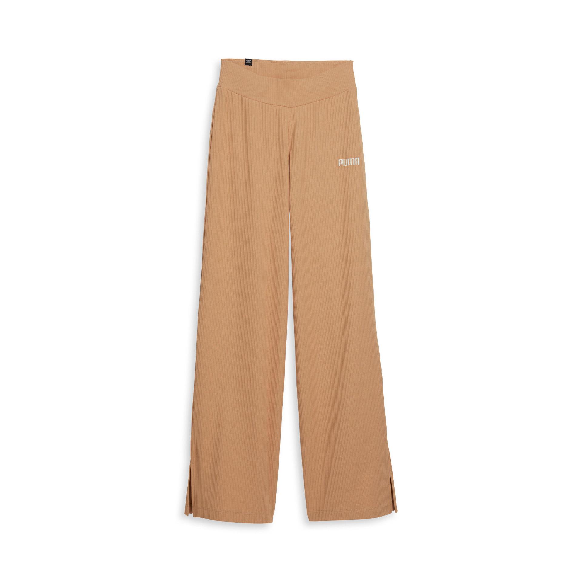 puma women's wide leg pants in brown, size l