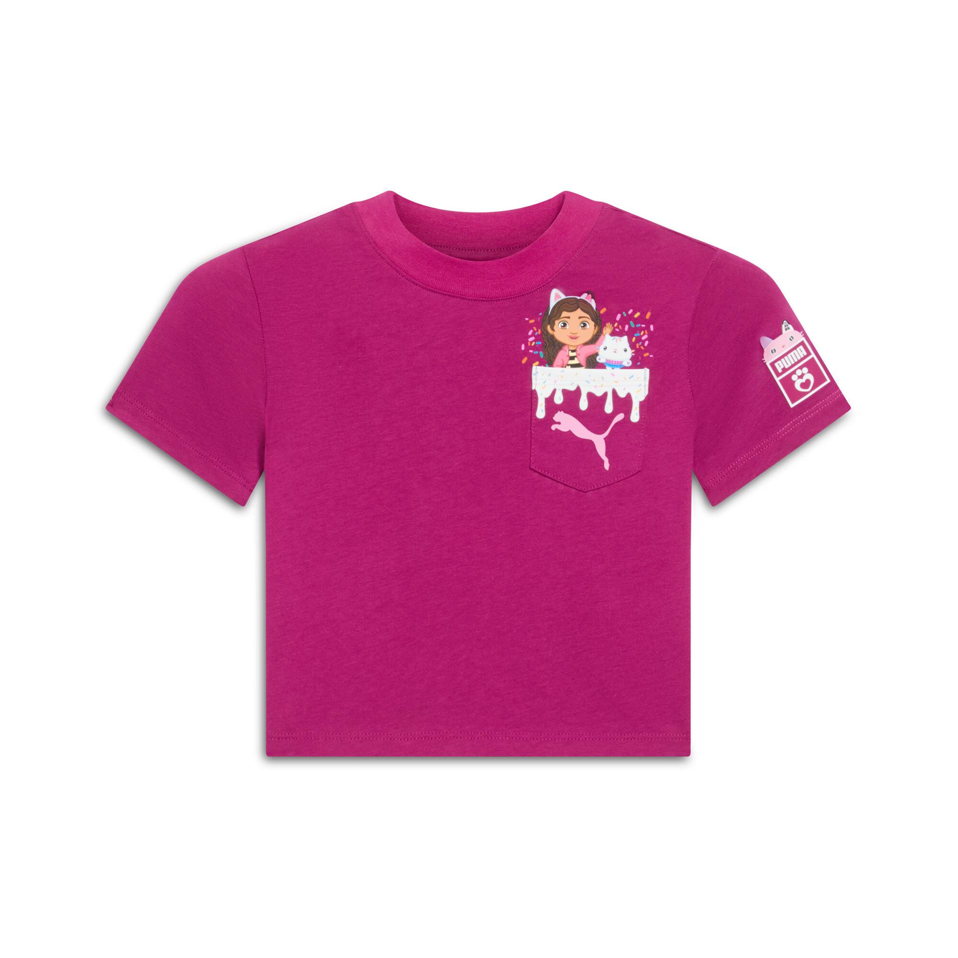 puma x gabby's dollhouse toddler's cakey women's t-shirt in pink, size 4t