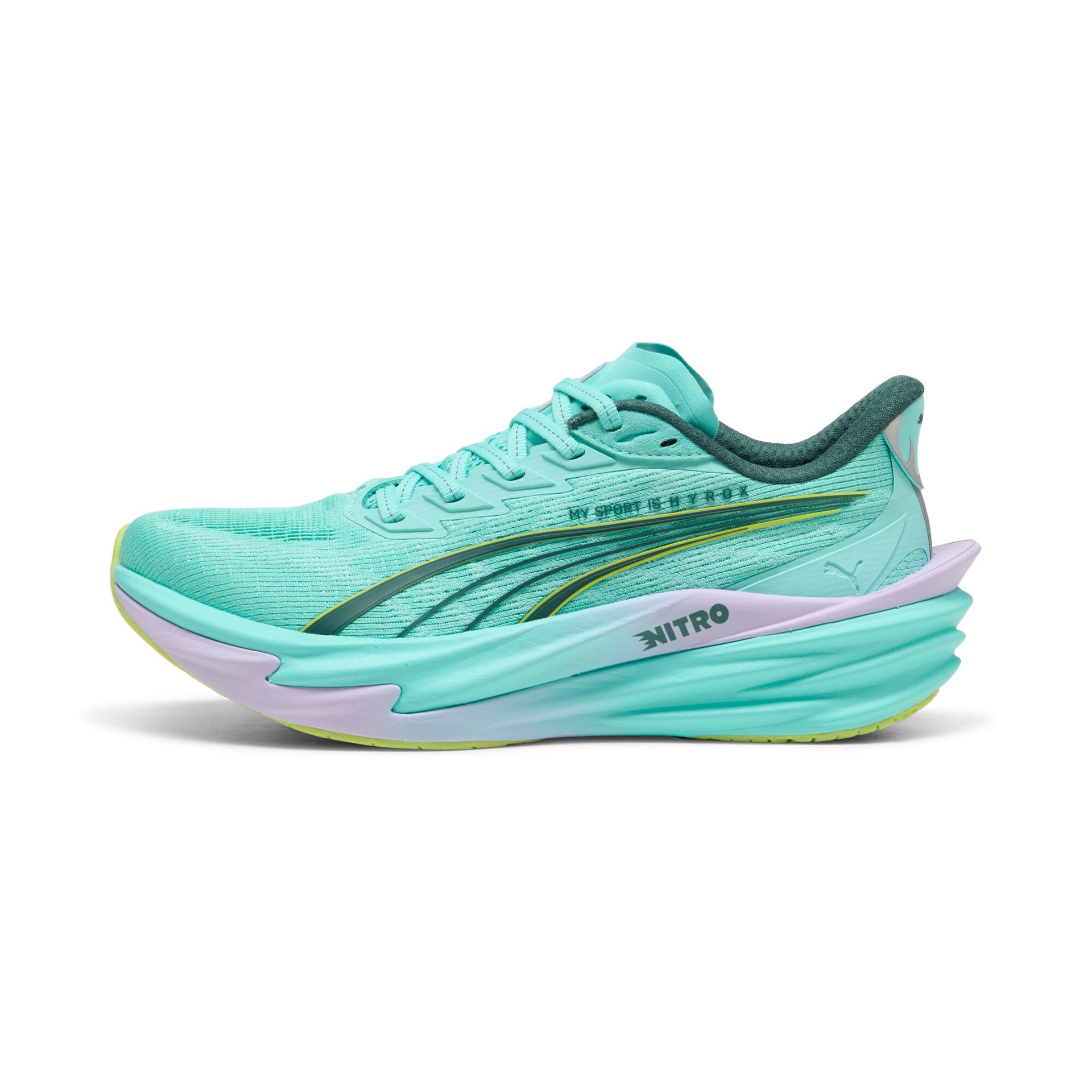 puma x hyrox deviate nitroâ¢ 4 women's shoes in green, size 9