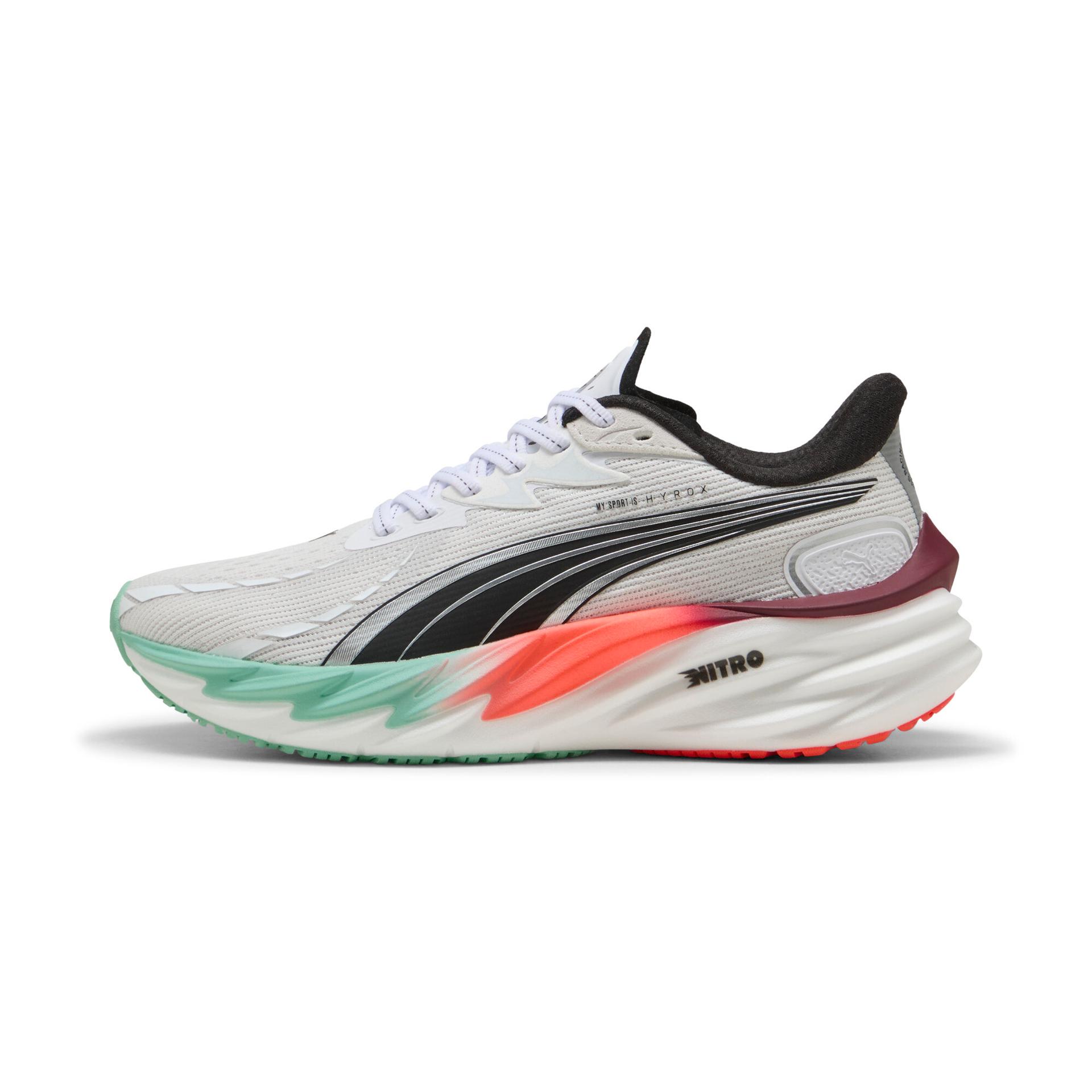 puma x hyrox velocity nitroâ¢ 4 women's running shoes in white, size 10