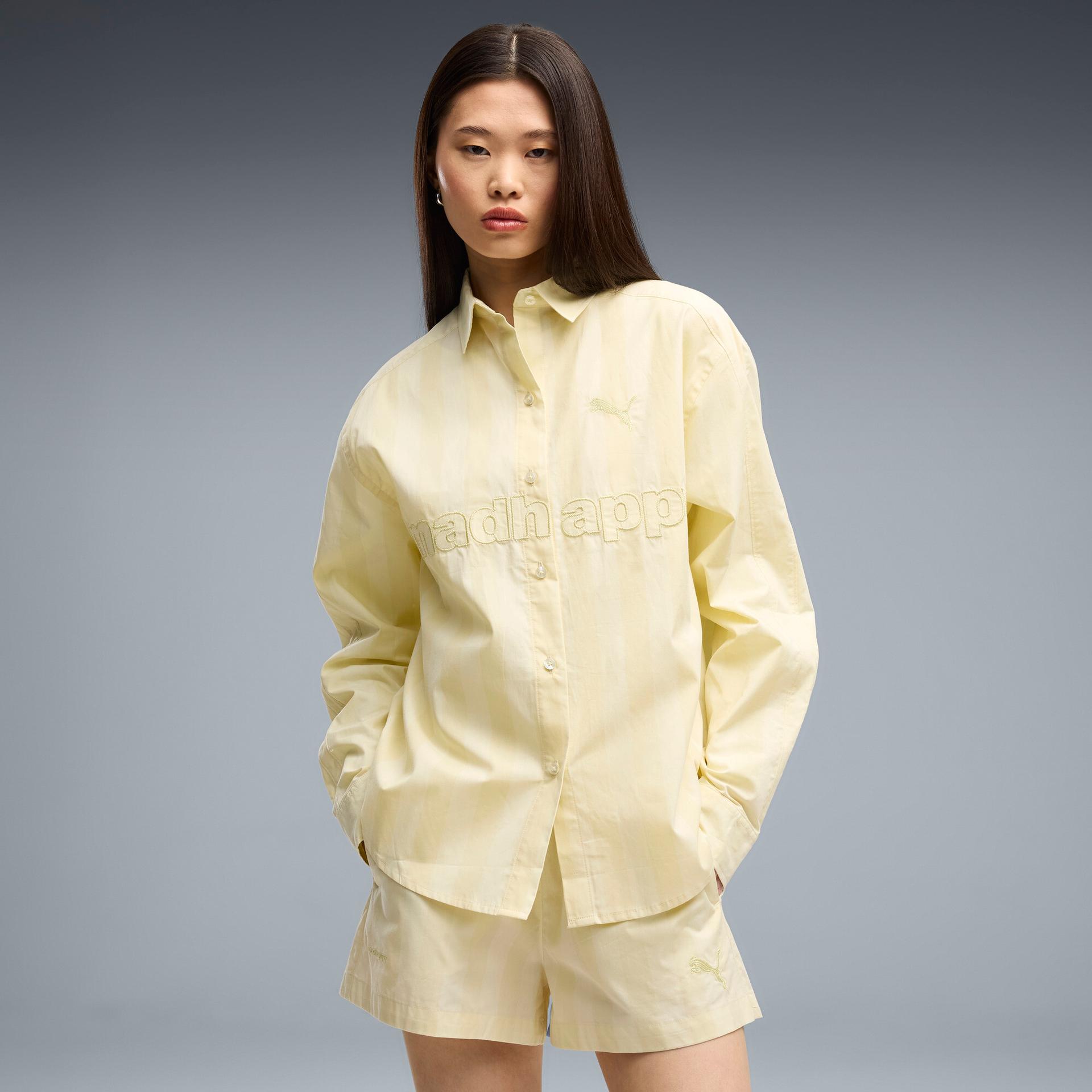 puma x madhappy women's lounge shirt in beige, size xl