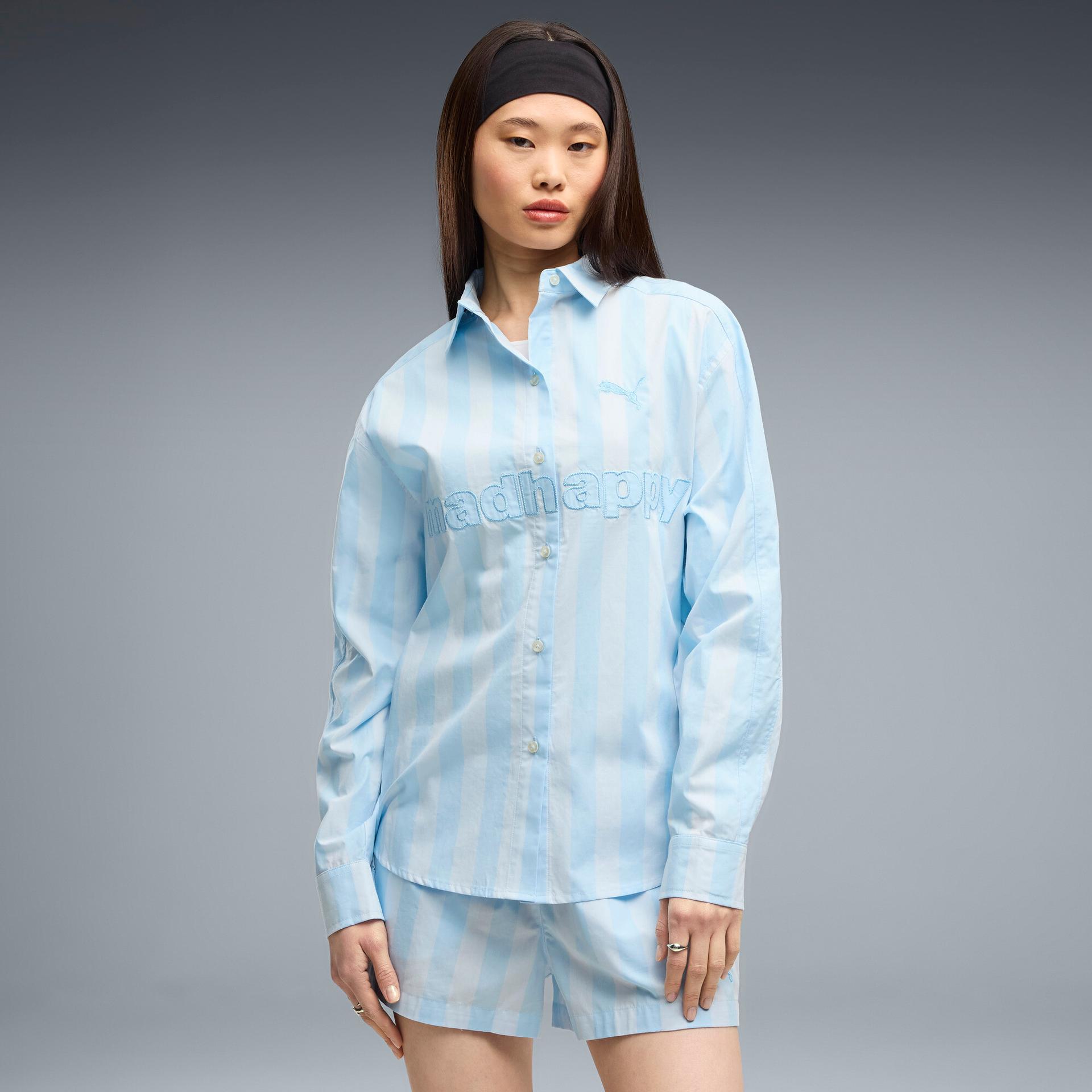 puma x madhappy women's lounge shirt in blue, size xxl