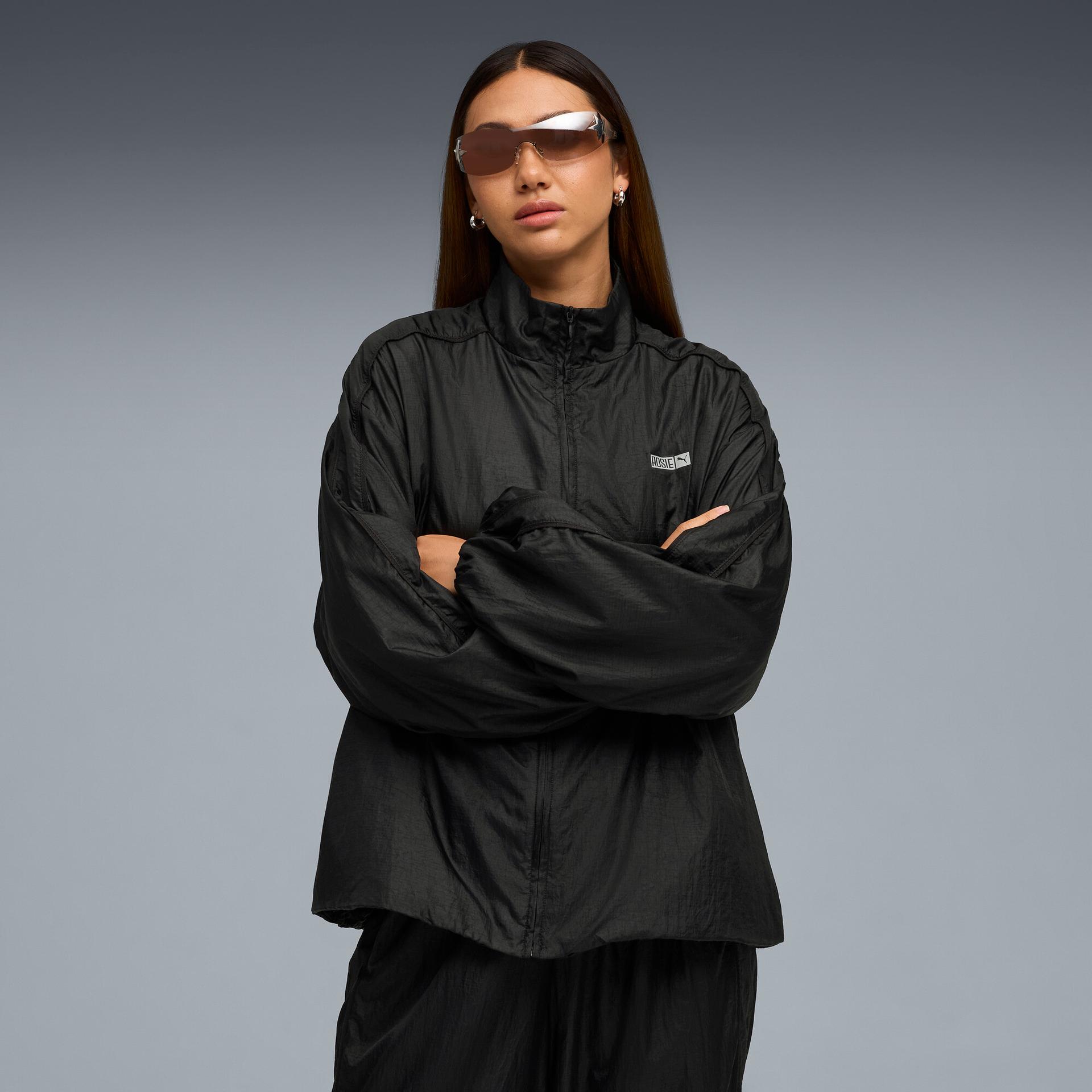 puma x rosã t7 women's track jacket in black, size m