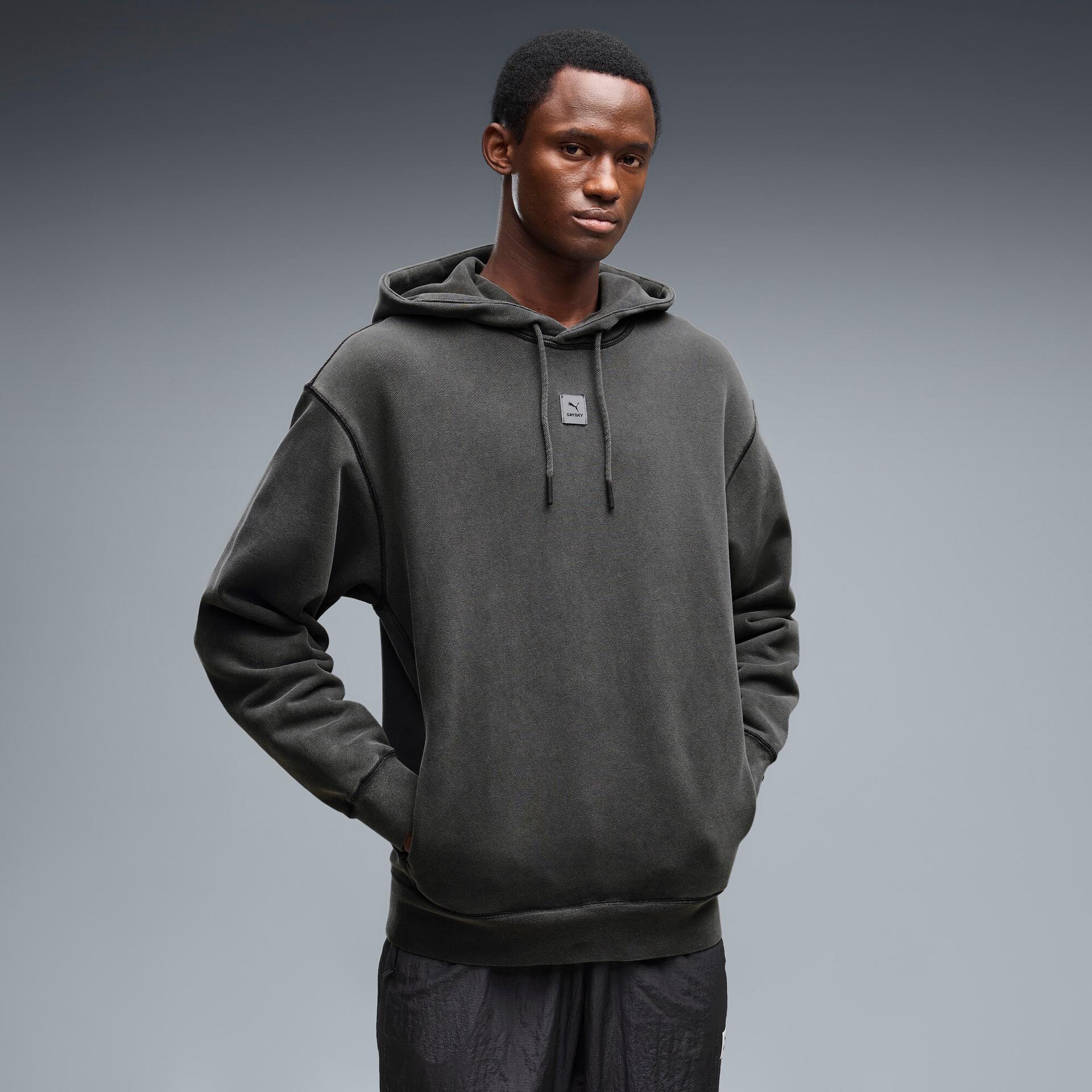 puma x saysky running graphic hoodie shoes in grey, size s