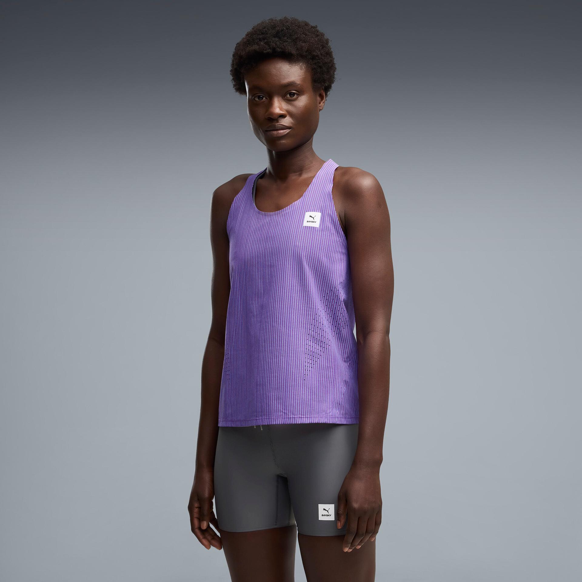 puma x saysky ultraweave women's lightweight running singlet in purple, size s