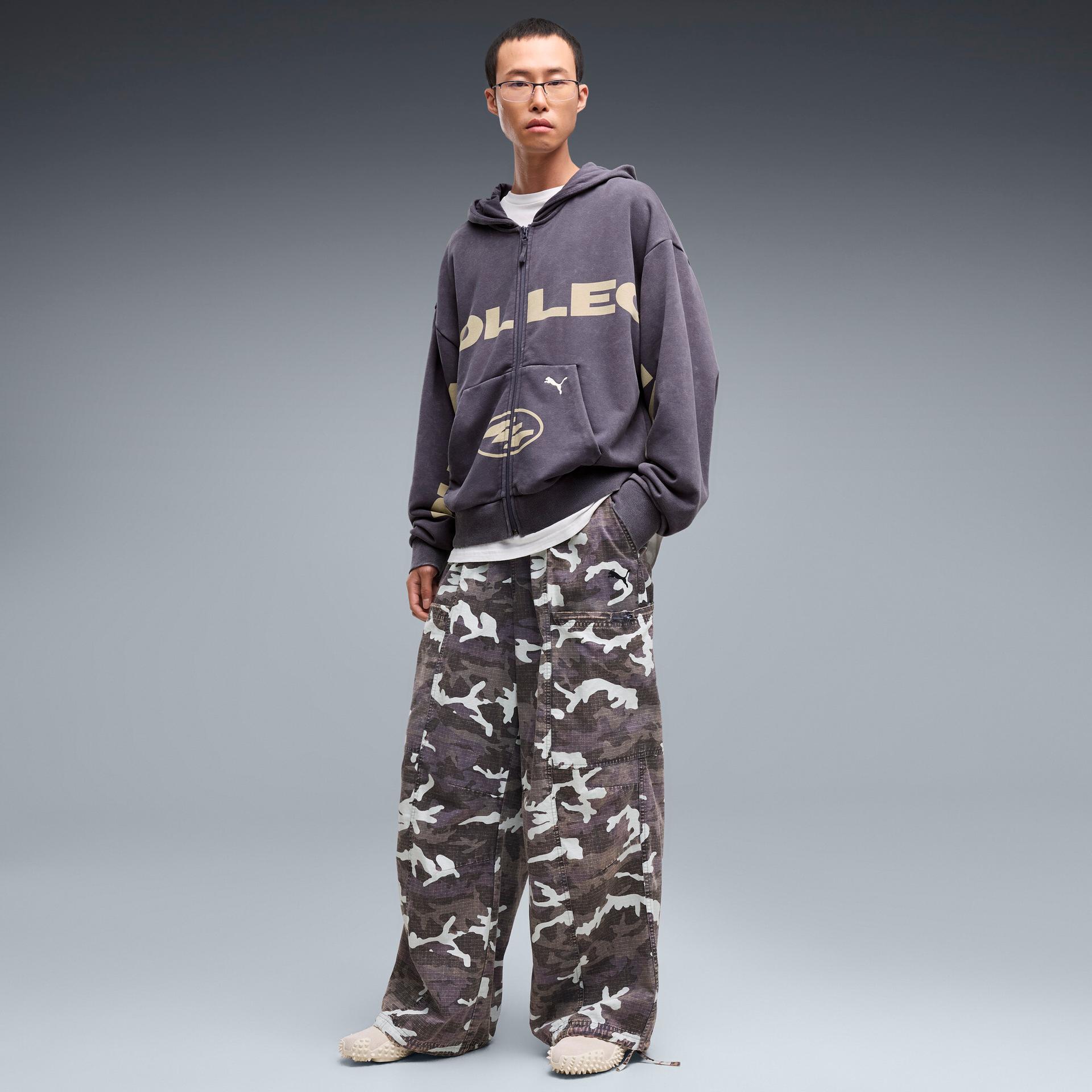 pumatech camo oversized pants in grey, size xl