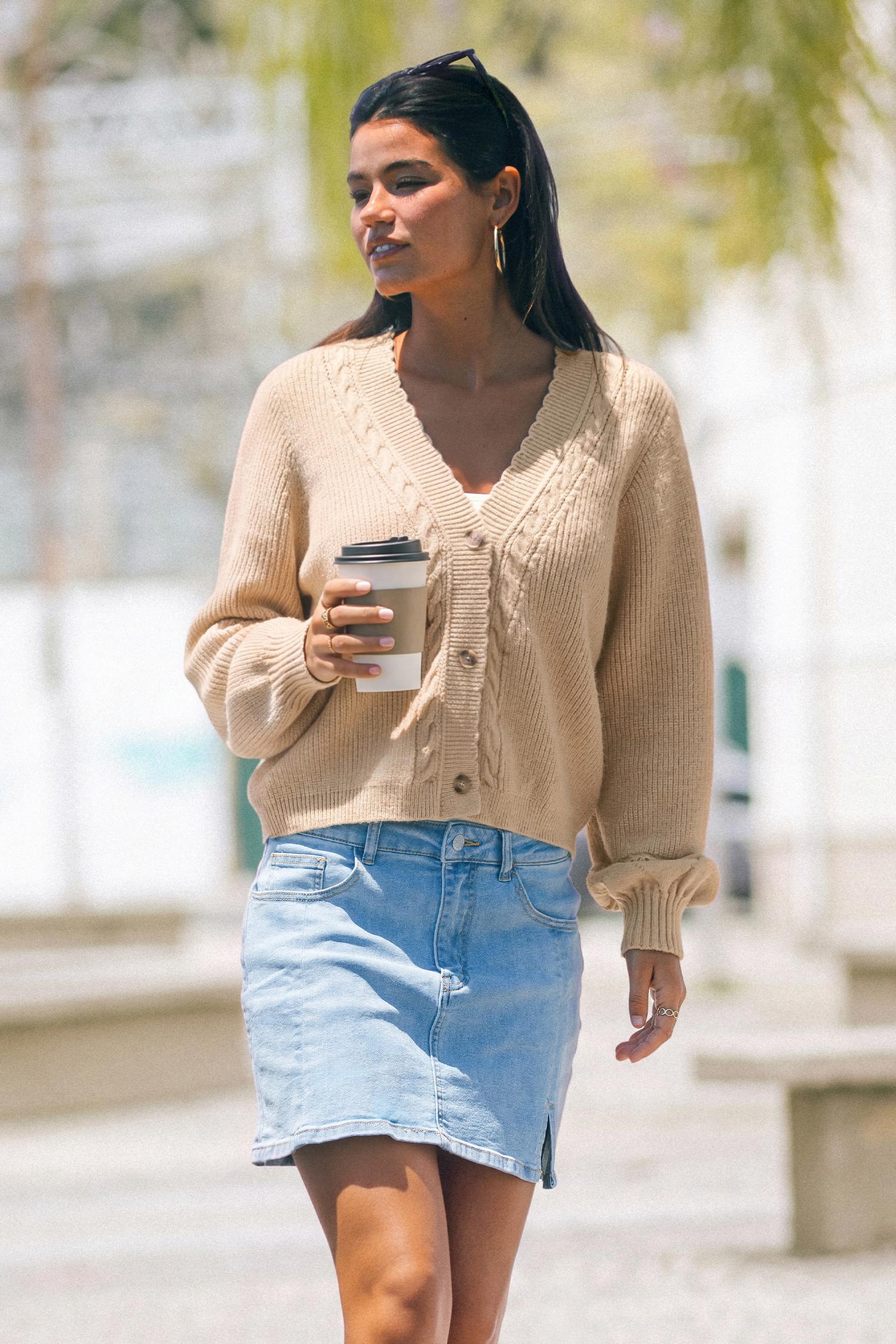pumpkin spice neutral cardigan - l