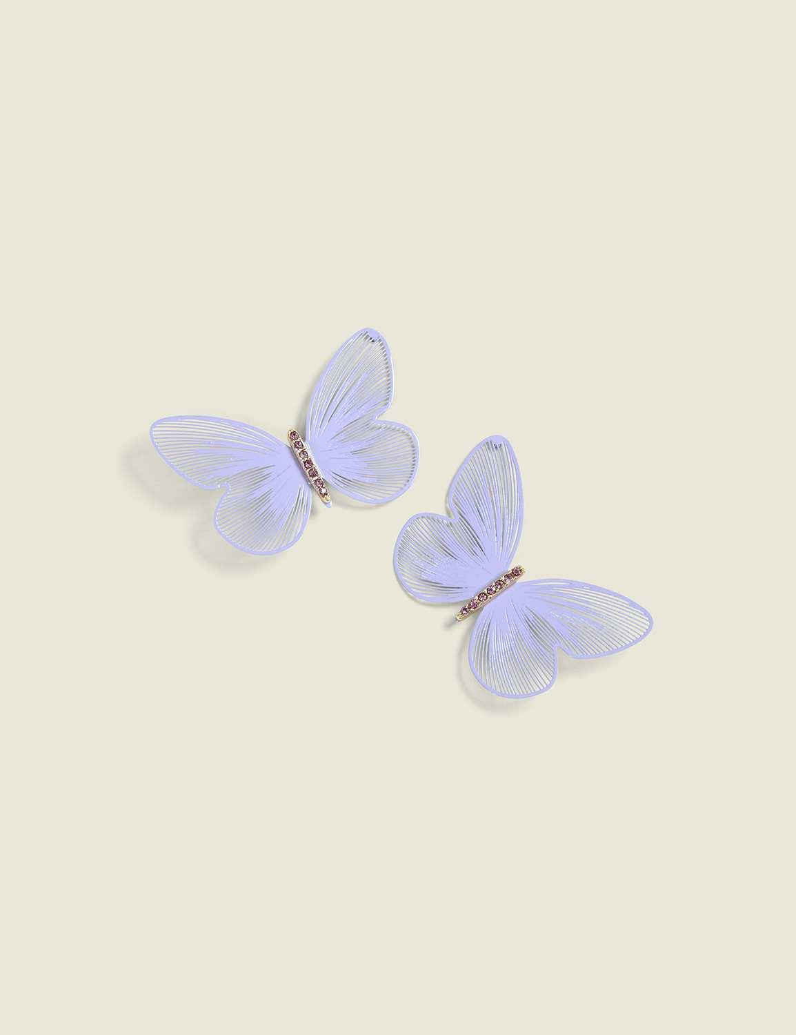 purple filagree butterfly earrings