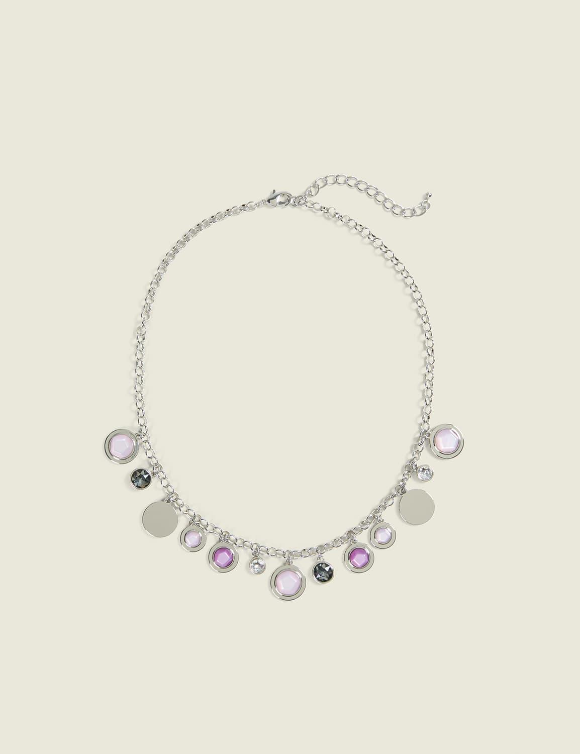 purple multi-charm necklace