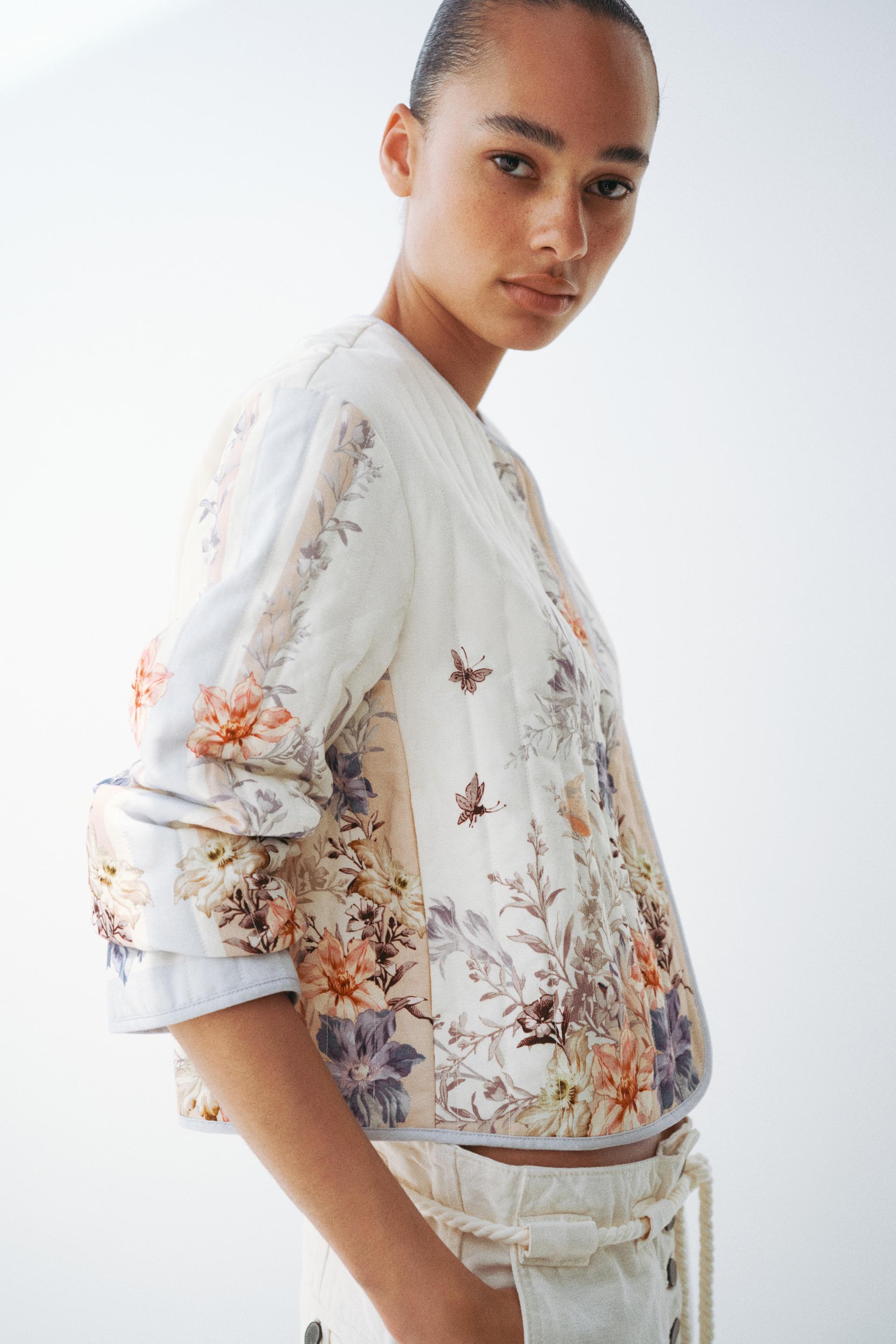 quilted linen-blend jacket