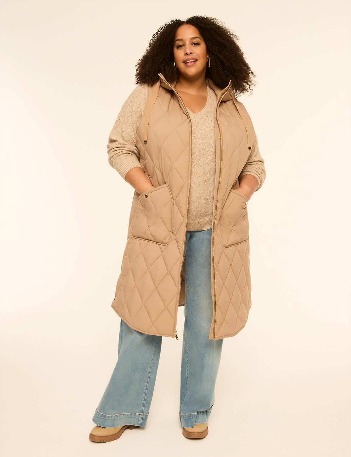 quilted longline vest