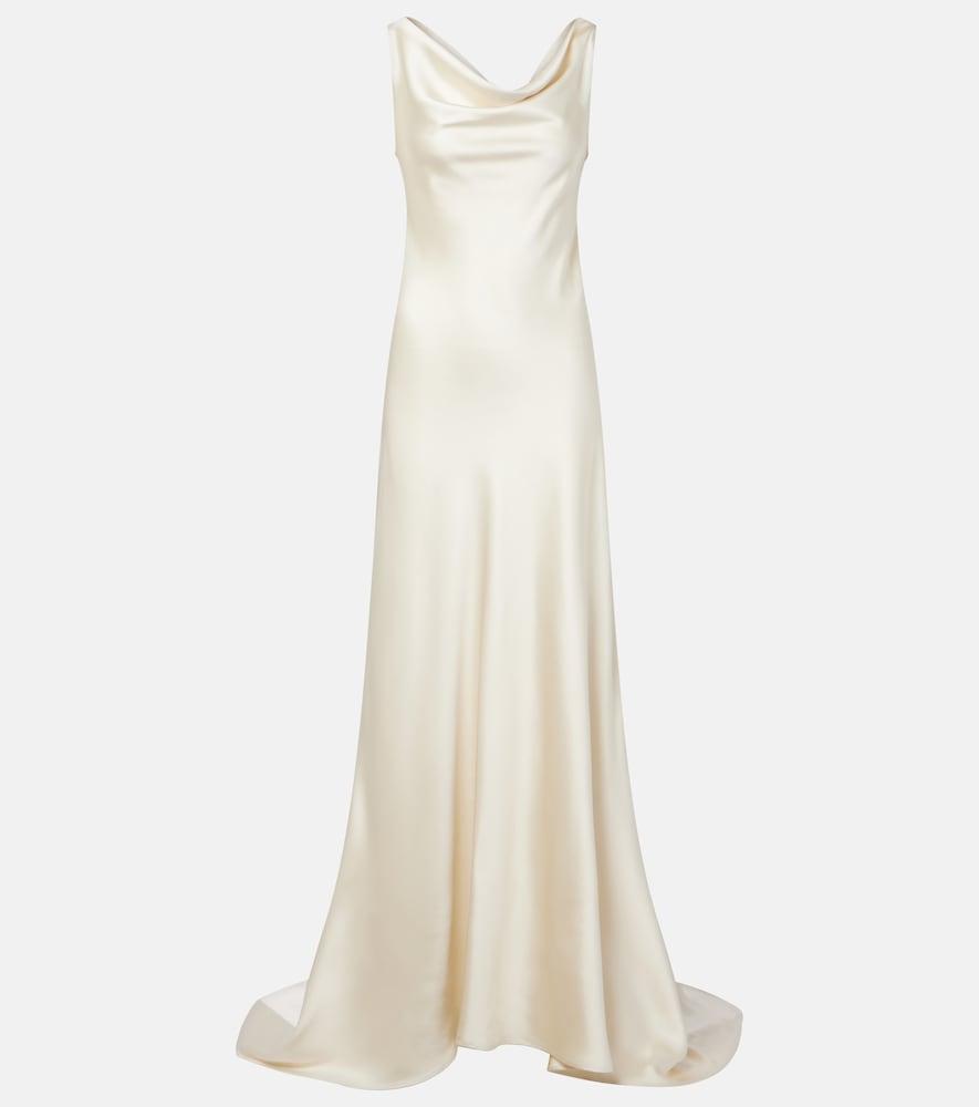 róhe bridal draped satin gown