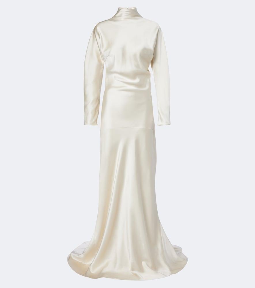 róhe bridal draped satin gown