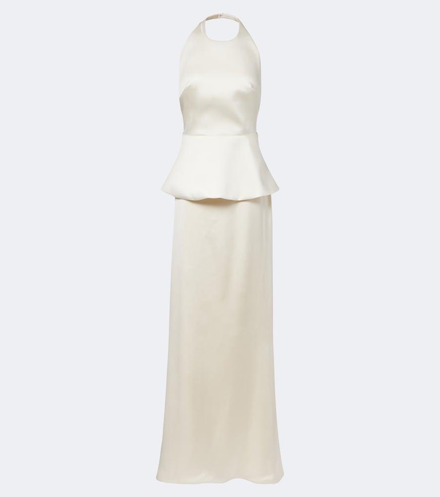 róhe bridal peplum satin gown