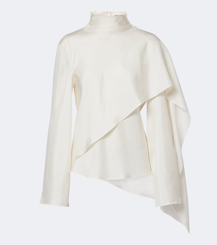 róhe caped silk satin turtleneck top