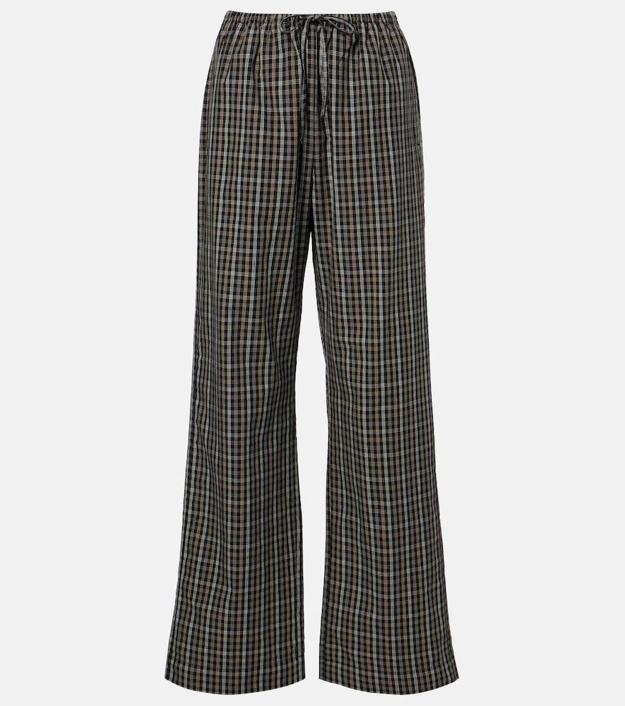 róhe checked cotton wide-leg pants