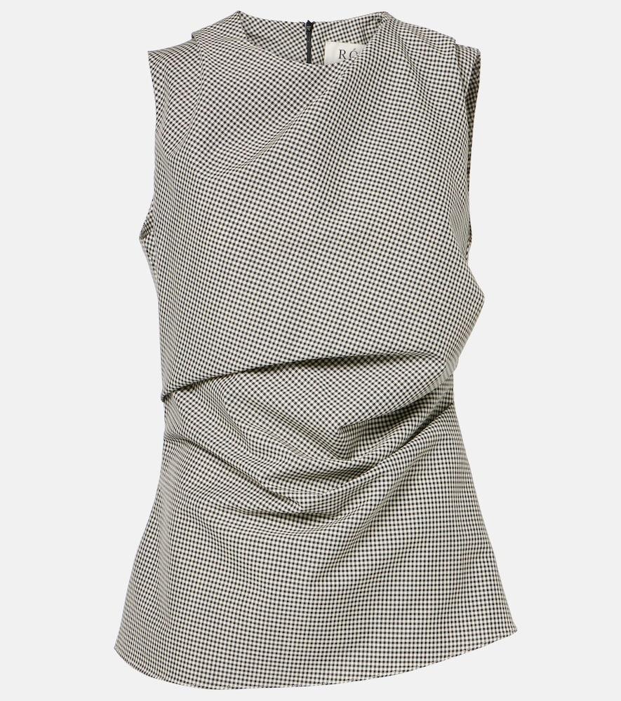 róhe checked wool-blend top