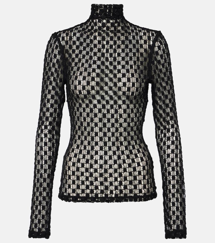 róhe cotton-blend lace turtleneck top
