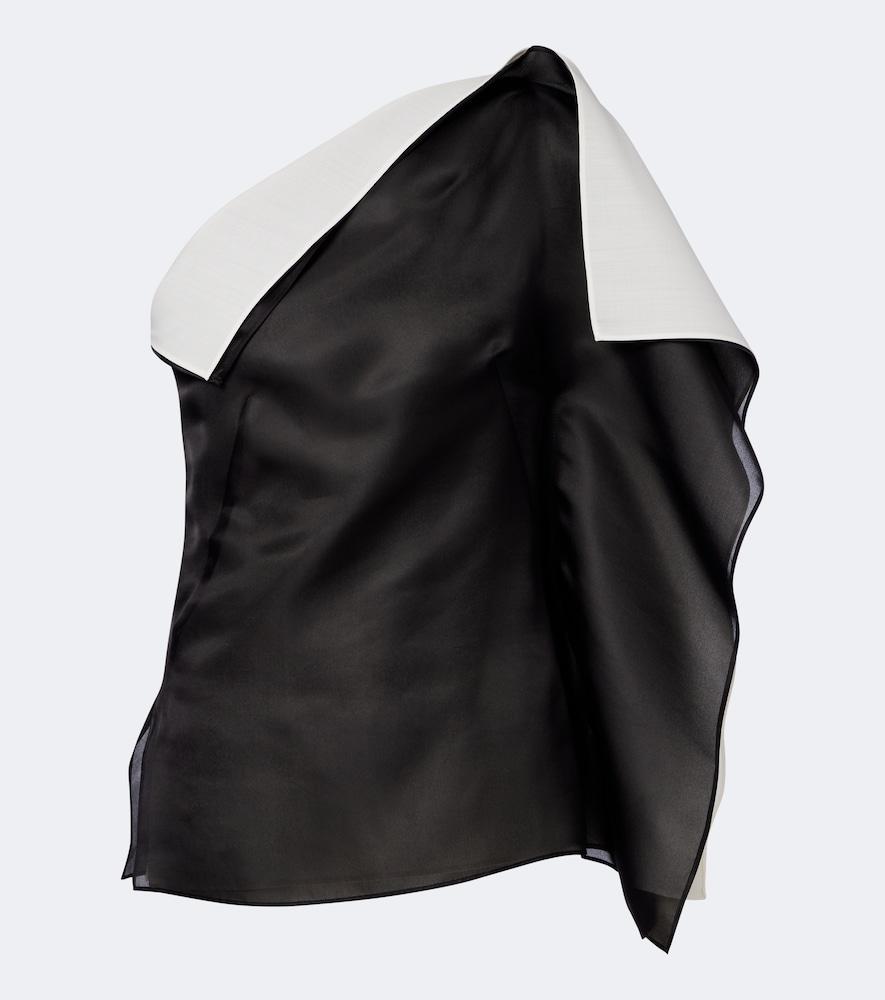 róhe draped one-shoulder silk top